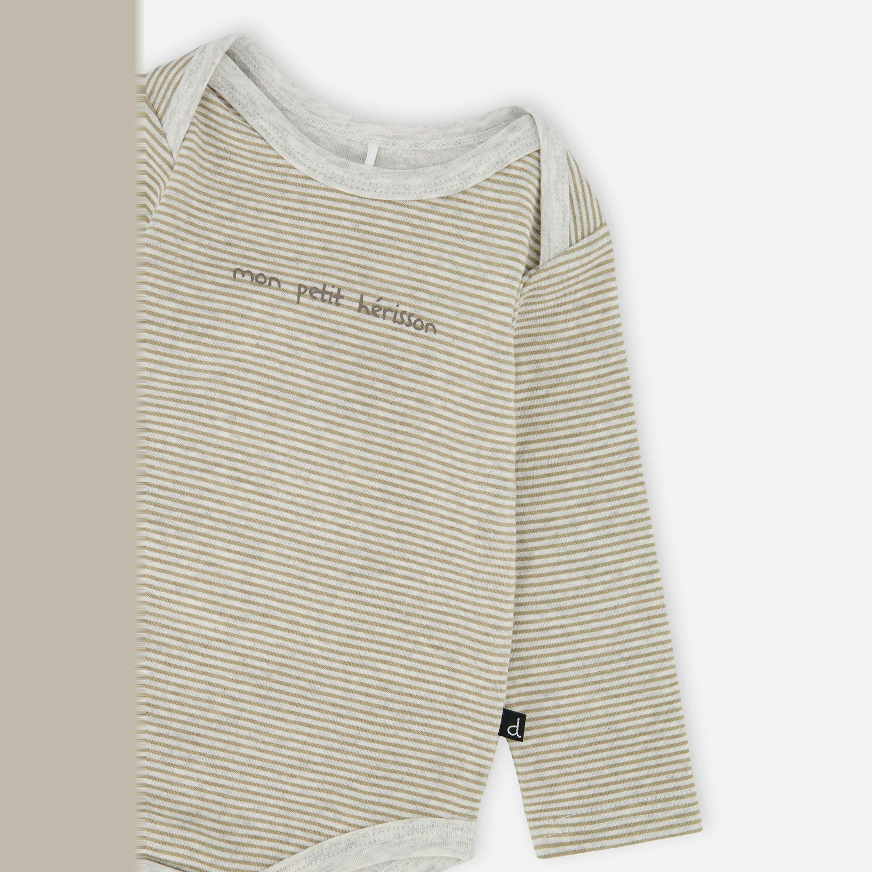 Organic Cotton Onesie Brown And White Stripes , view 3 of 3