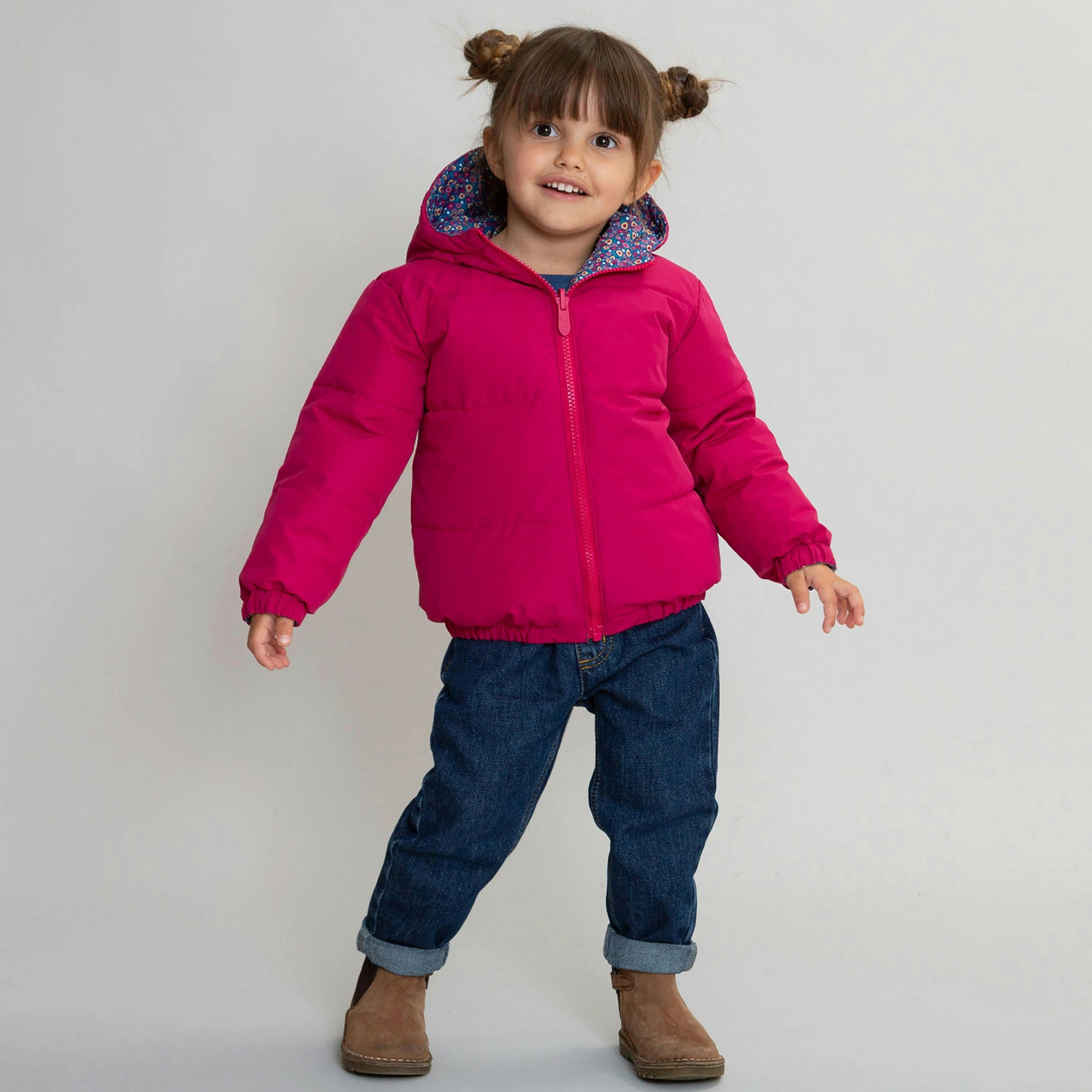Kids Berry Ditsy Reversible Cocoon Coat , view 3 of 6