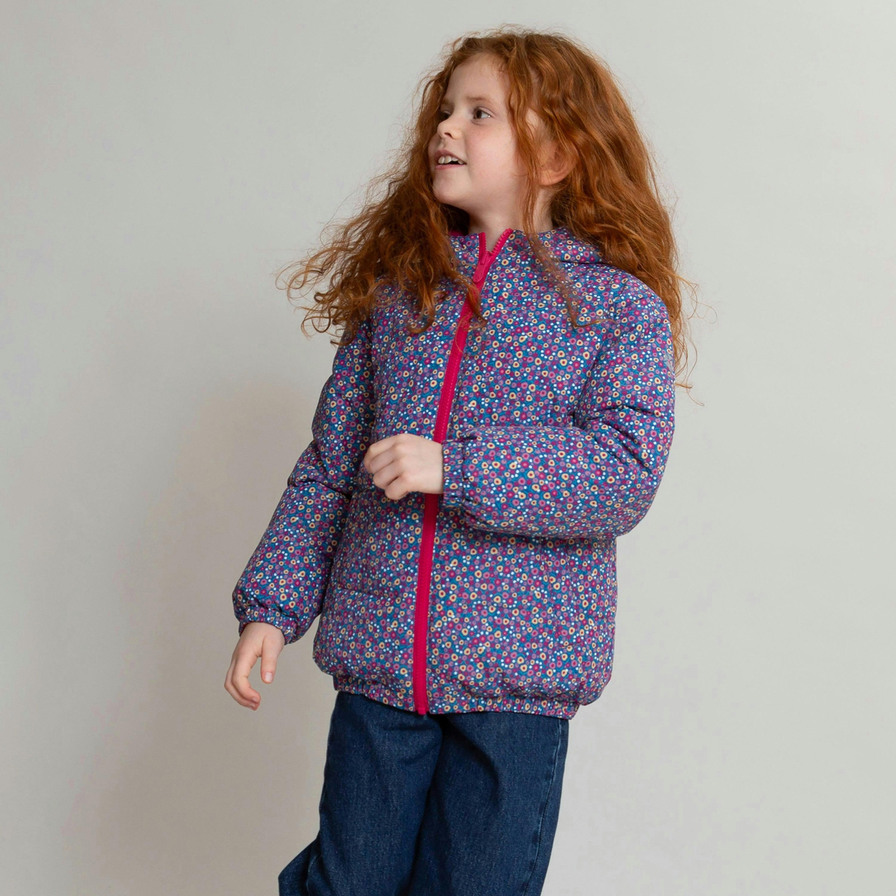 Kids Berry Ditsy Reversible Cocoon Coat , view 4 of 6