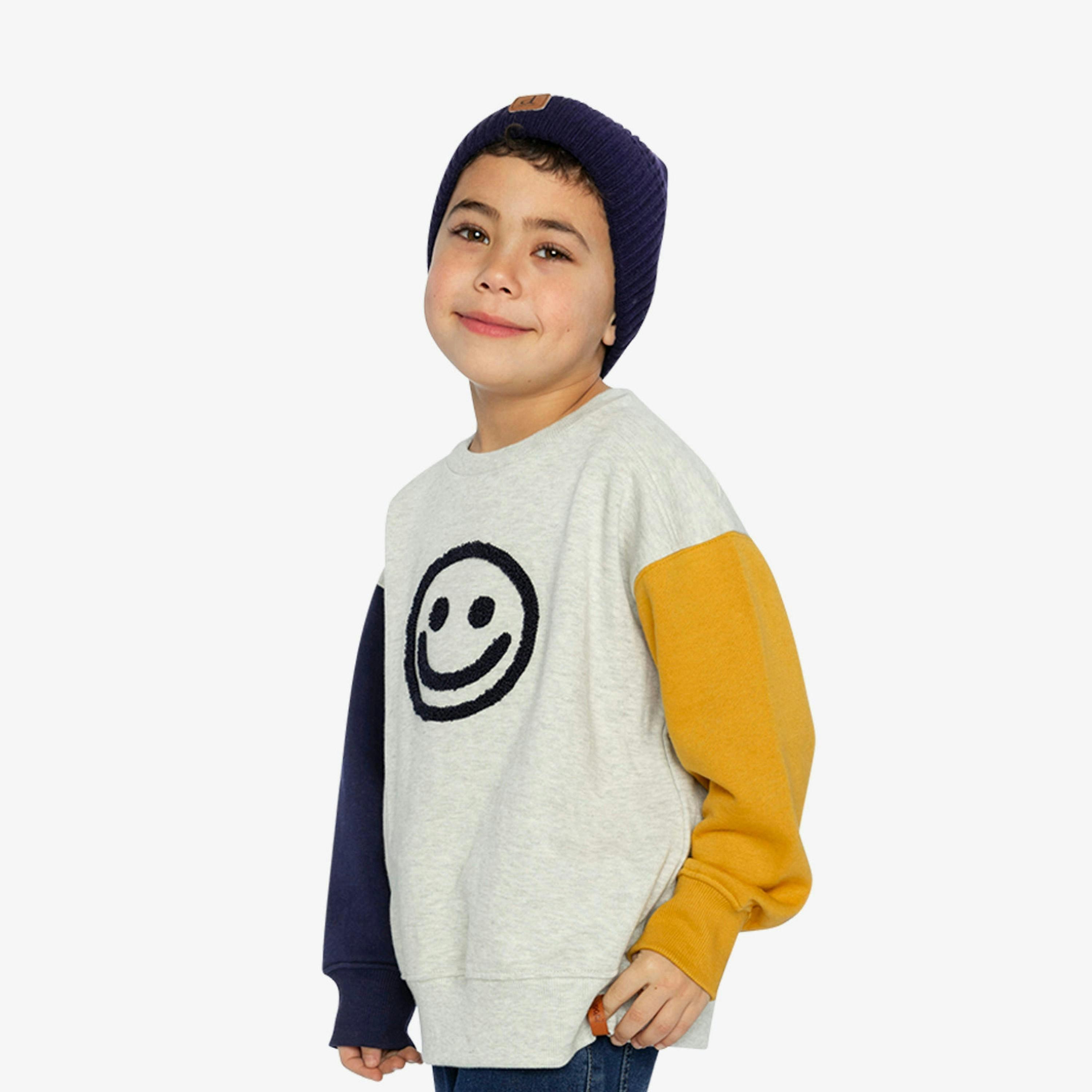 Fleece Sweatshirt Heather Grey, Yellow And Blue , view 3 of 6