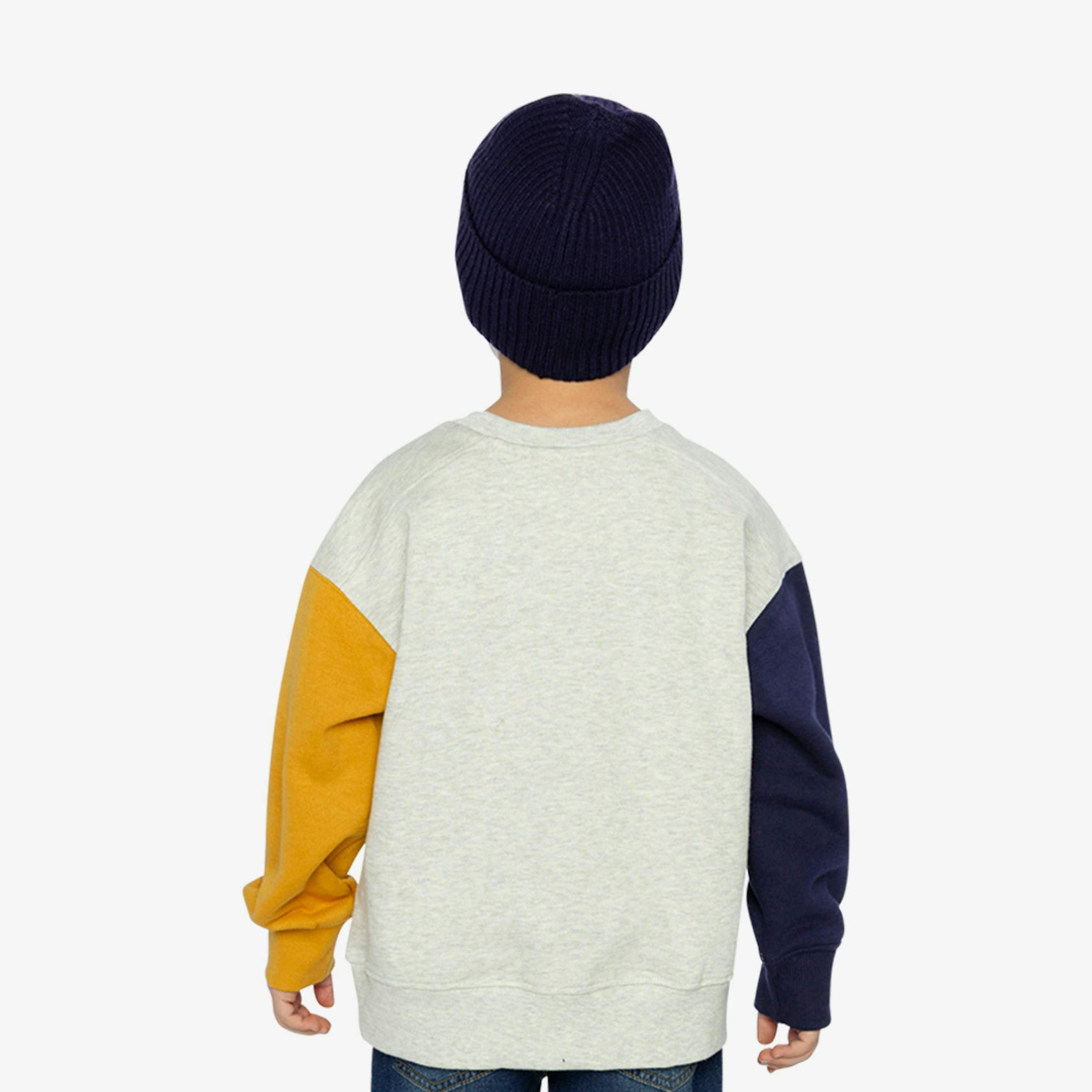 Fleece Sweatshirt Heather Grey, Yellow And Blue , view 4 of 6