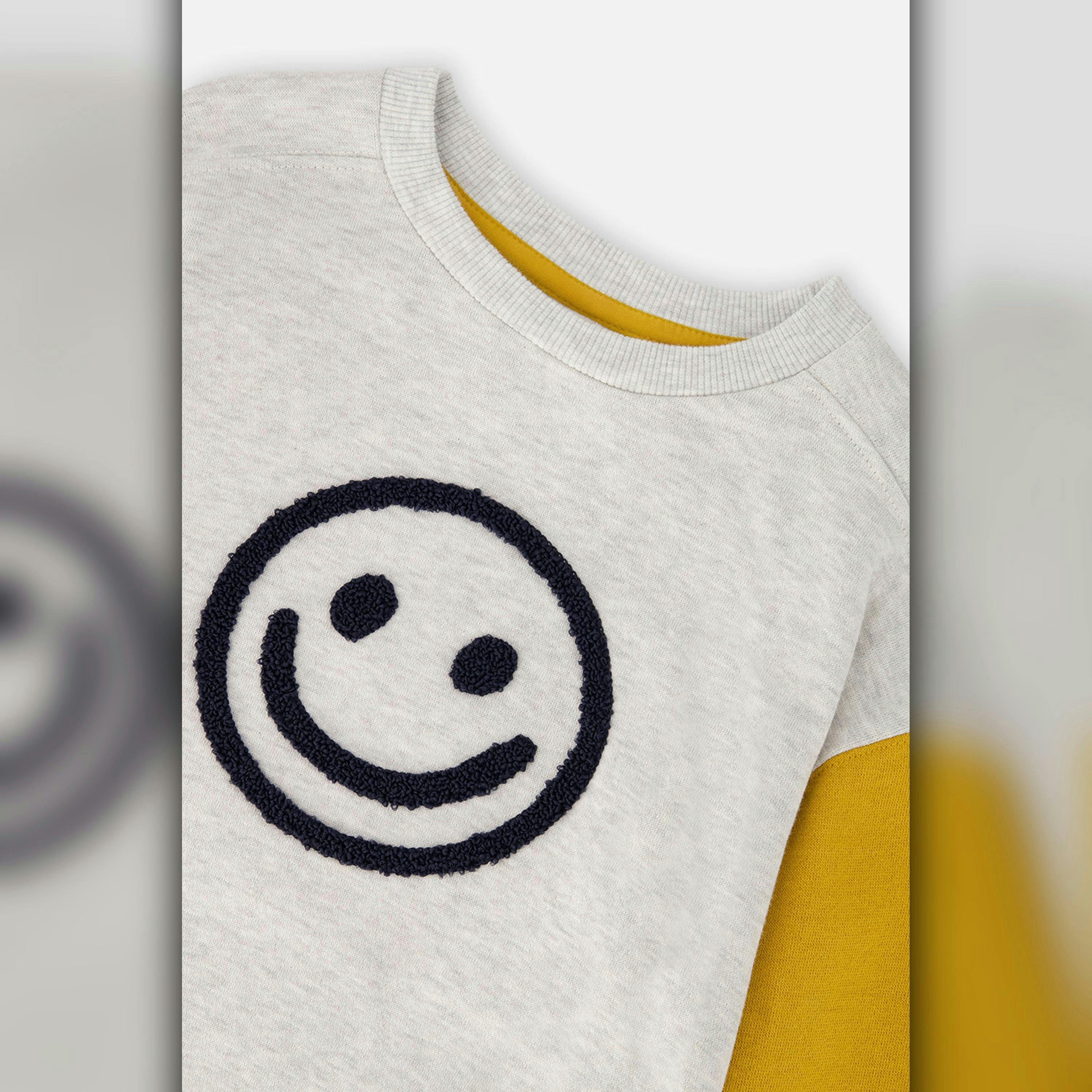 Fleece Sweatshirt Heather Grey, Yellow And Blue , view 6 of 6