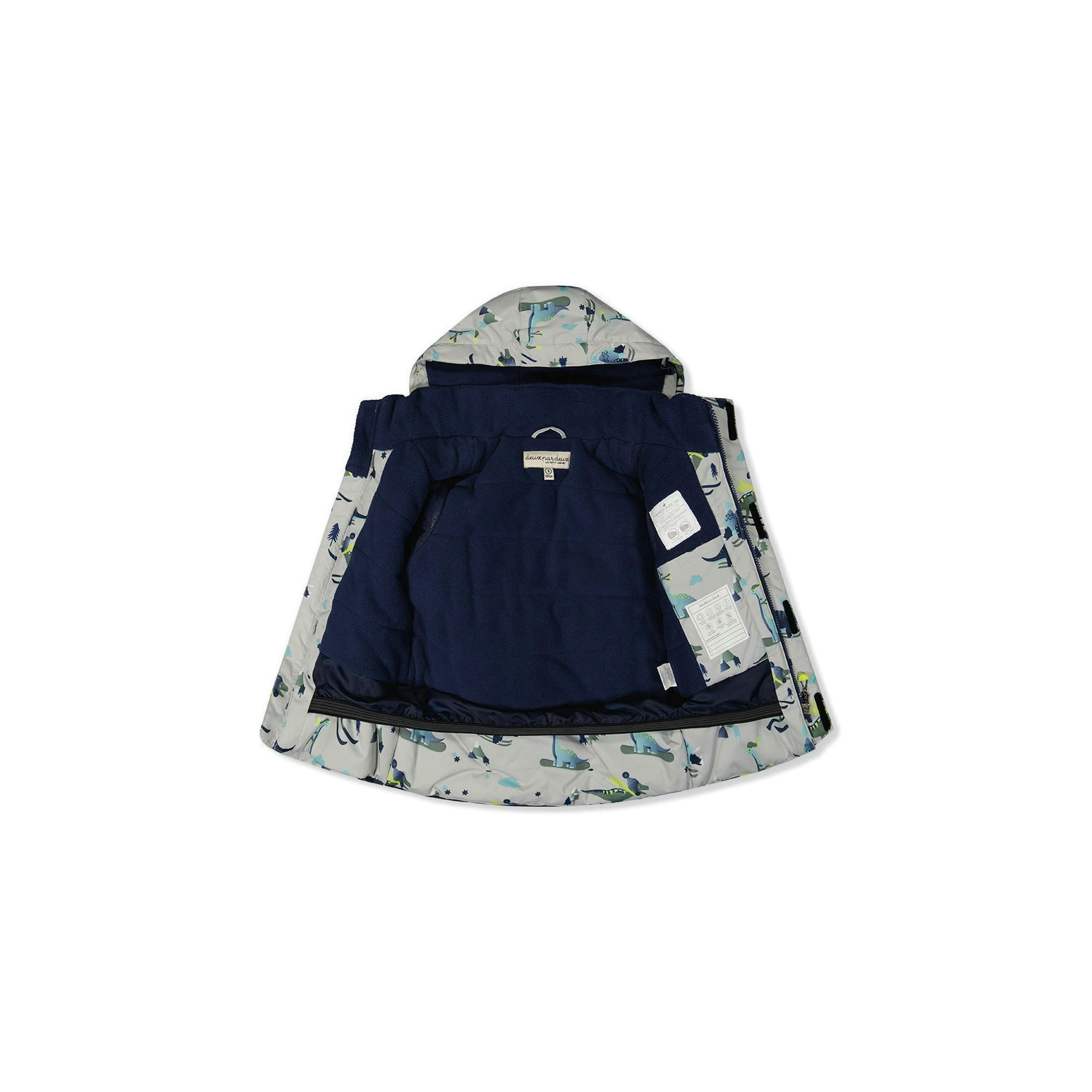 Two Piece Discover Snowsuit Grey Skiing Dinosaur Print , view 6 of 6