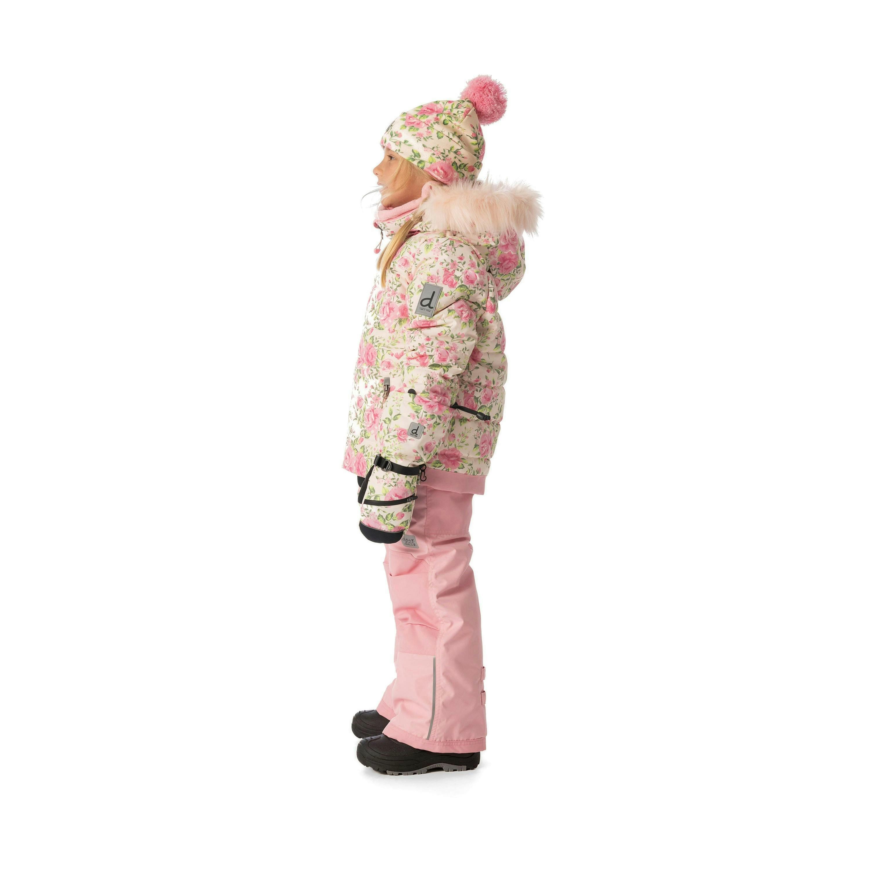 Two Piece Play Snowsuit Pink Minit Flower Print With Pink Pants , view 3 of 6