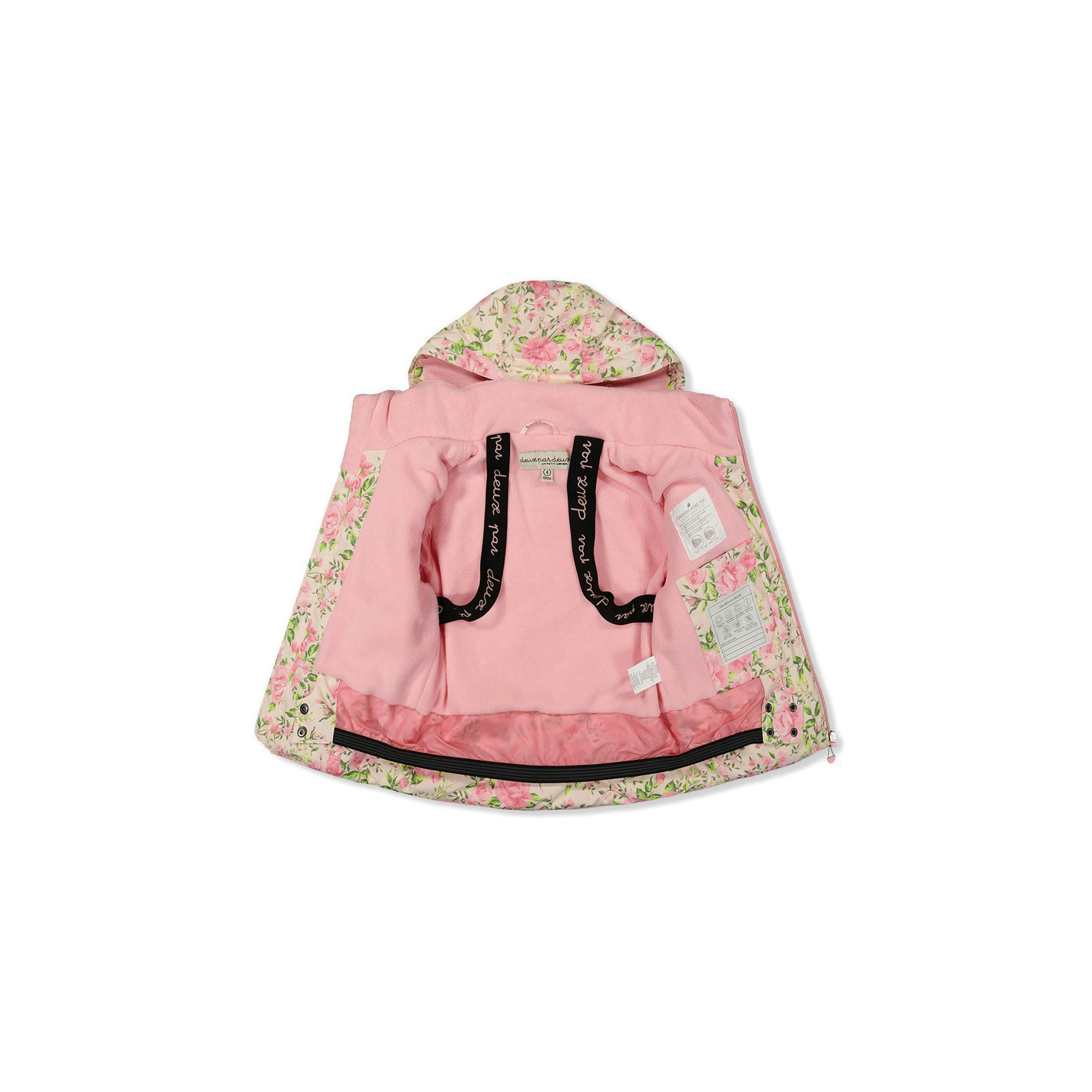 Two Piece Play Snowsuit Pink Minit Flower Print With Pink Pants , view 6 of 6