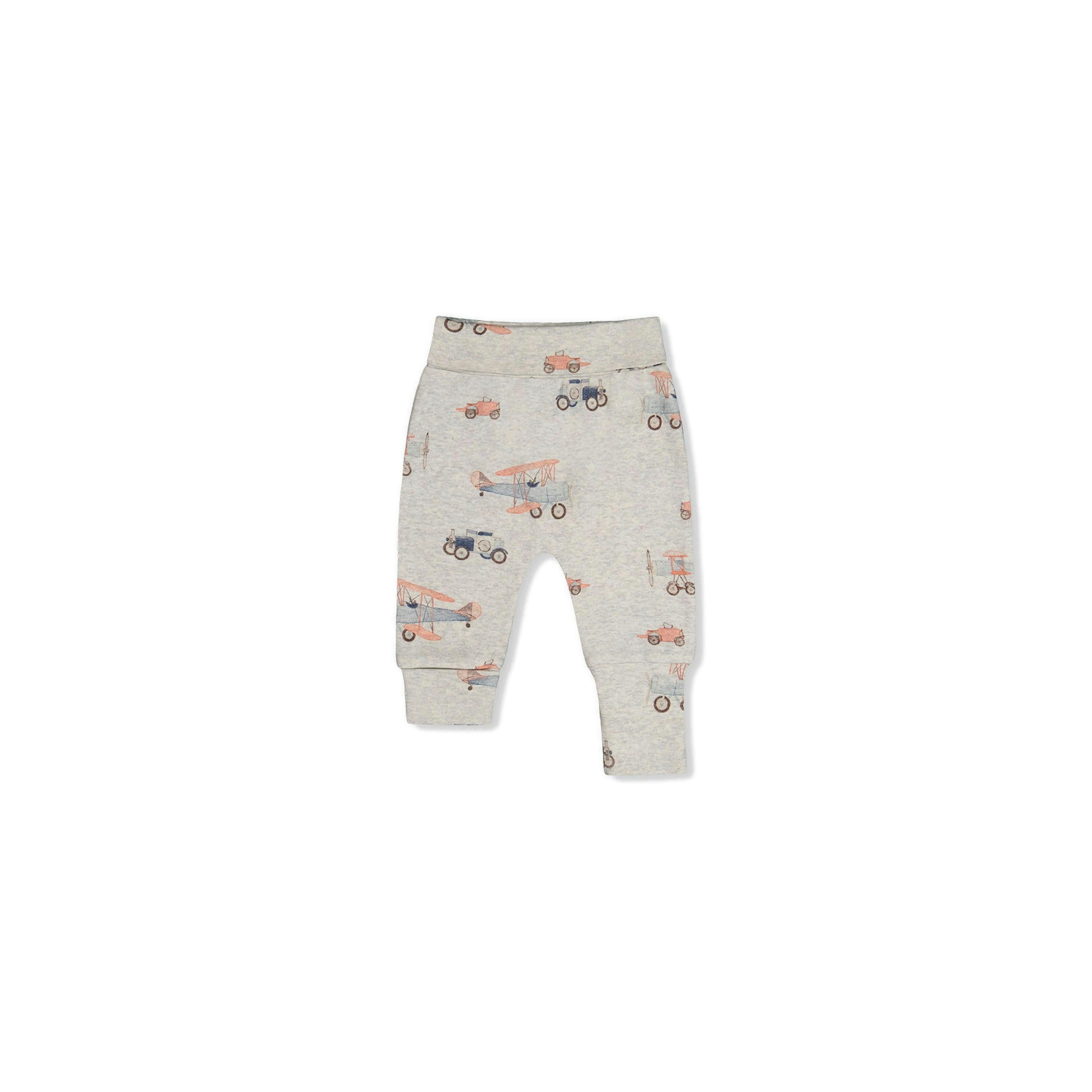 Two Pack Organic Cotton Evolutive Pants Beige Printed Airplanes , view 2 of 2