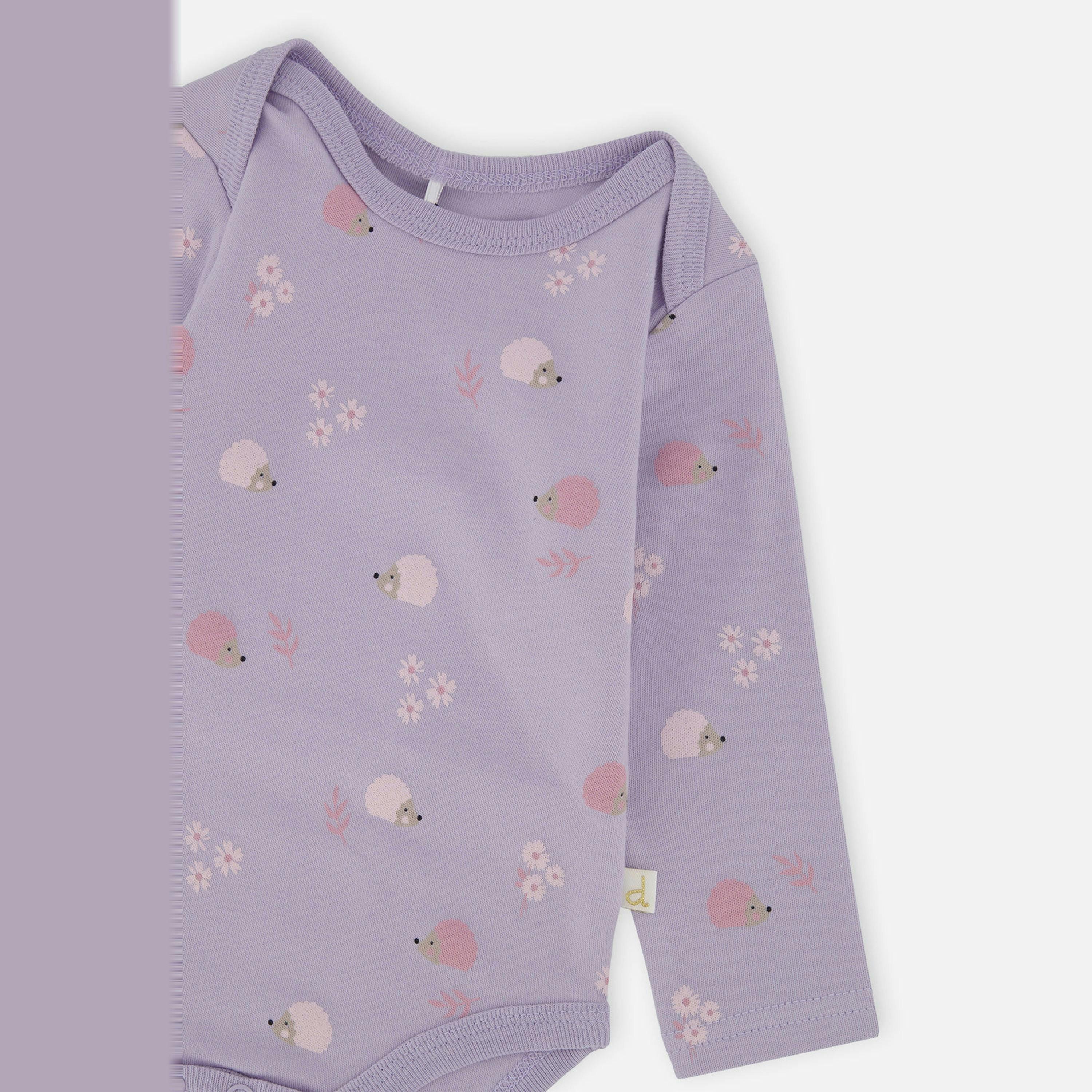 Organic Cotton Onesie Purple Hedgehog Print , view 4 of 4