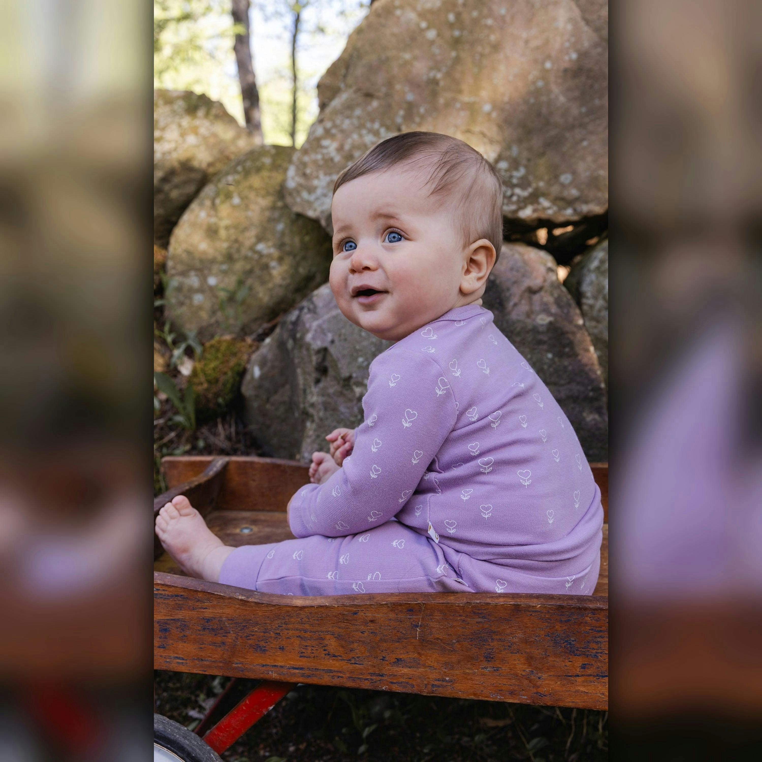 Organic Cotton Onesie Purple Floral Print , view 2 of 4
