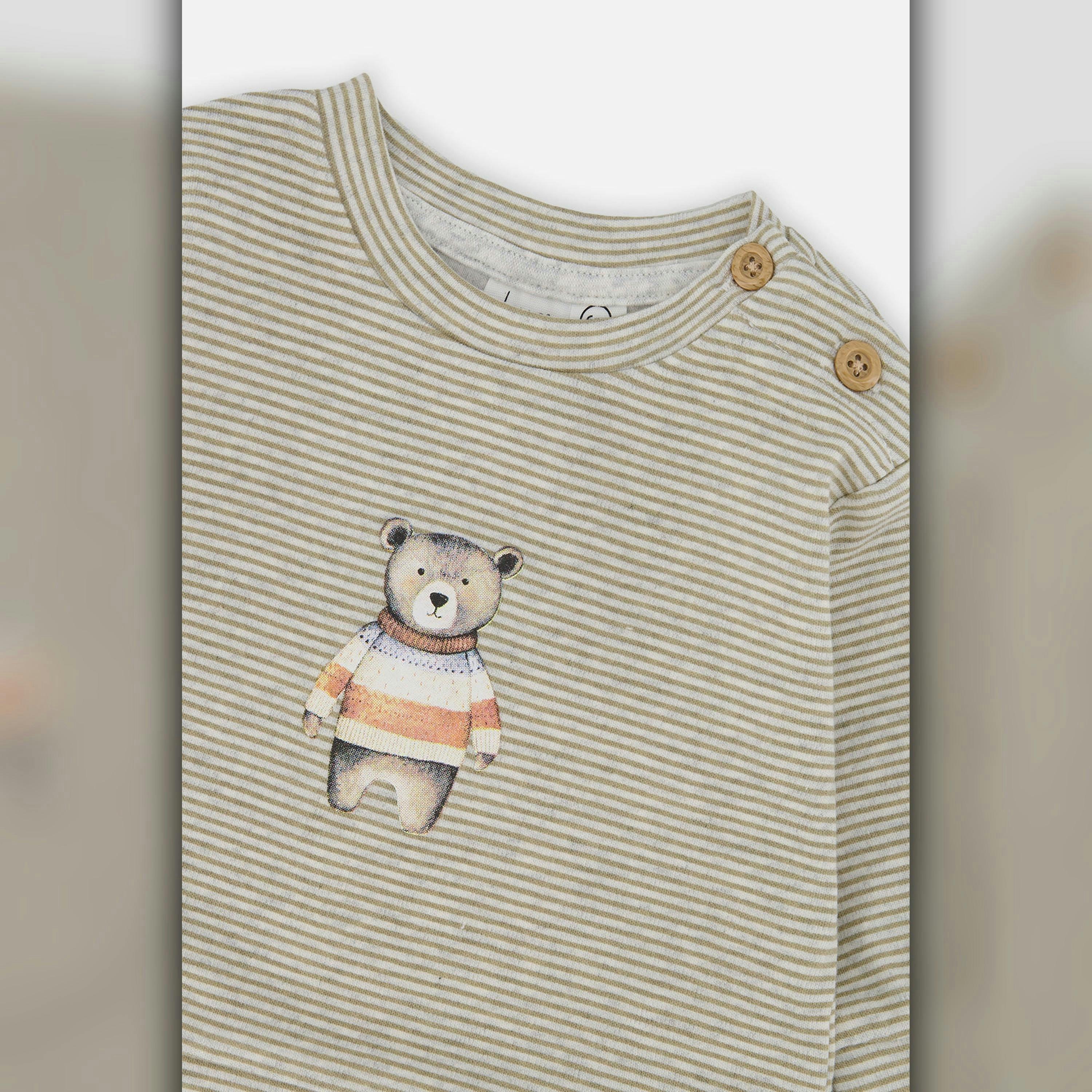 Organic Cotton Pants And Top Set Brown And White Stripes , view 3 of 5