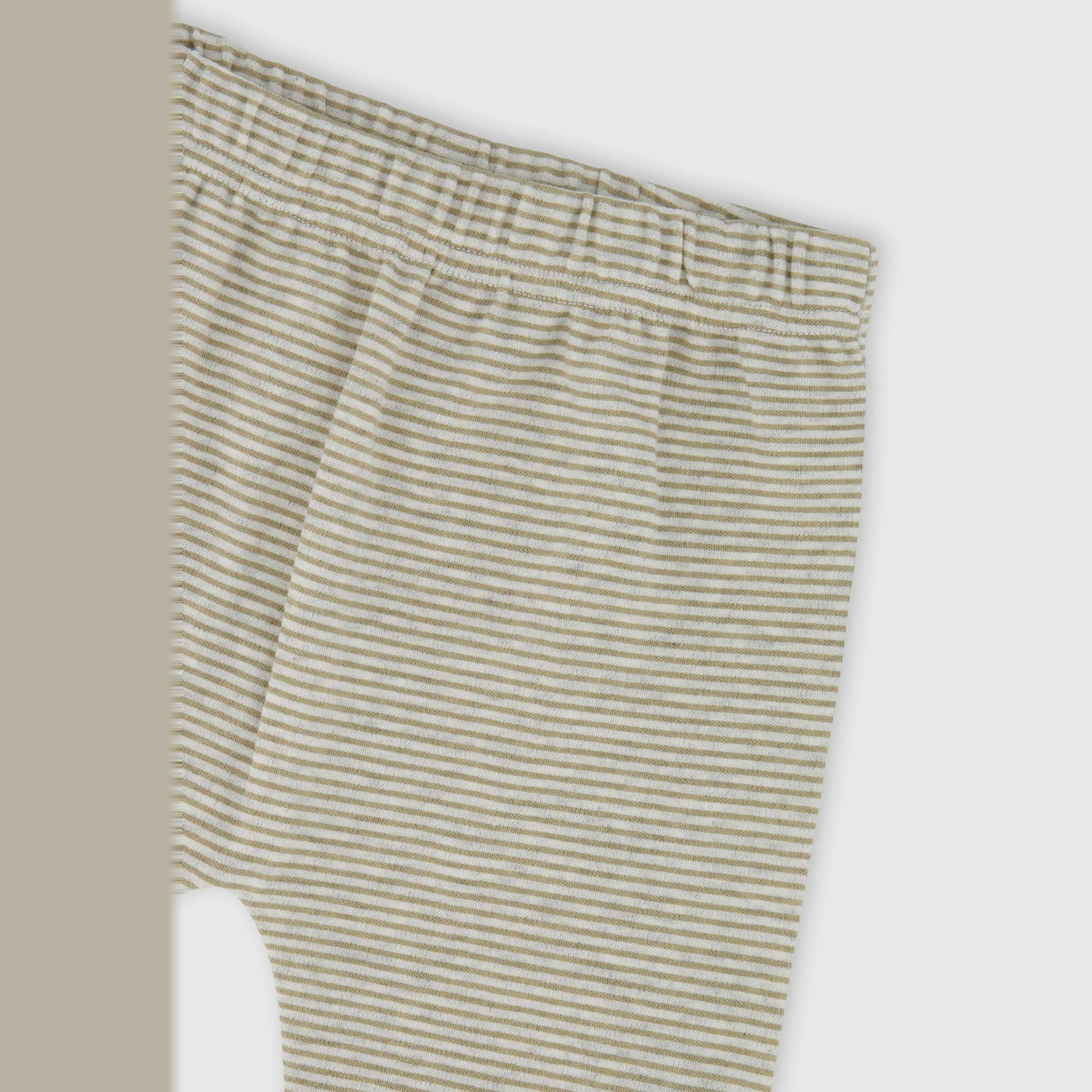 Organic Cotton Pants And Top Set Brown And White Stripes , view 5 of 5