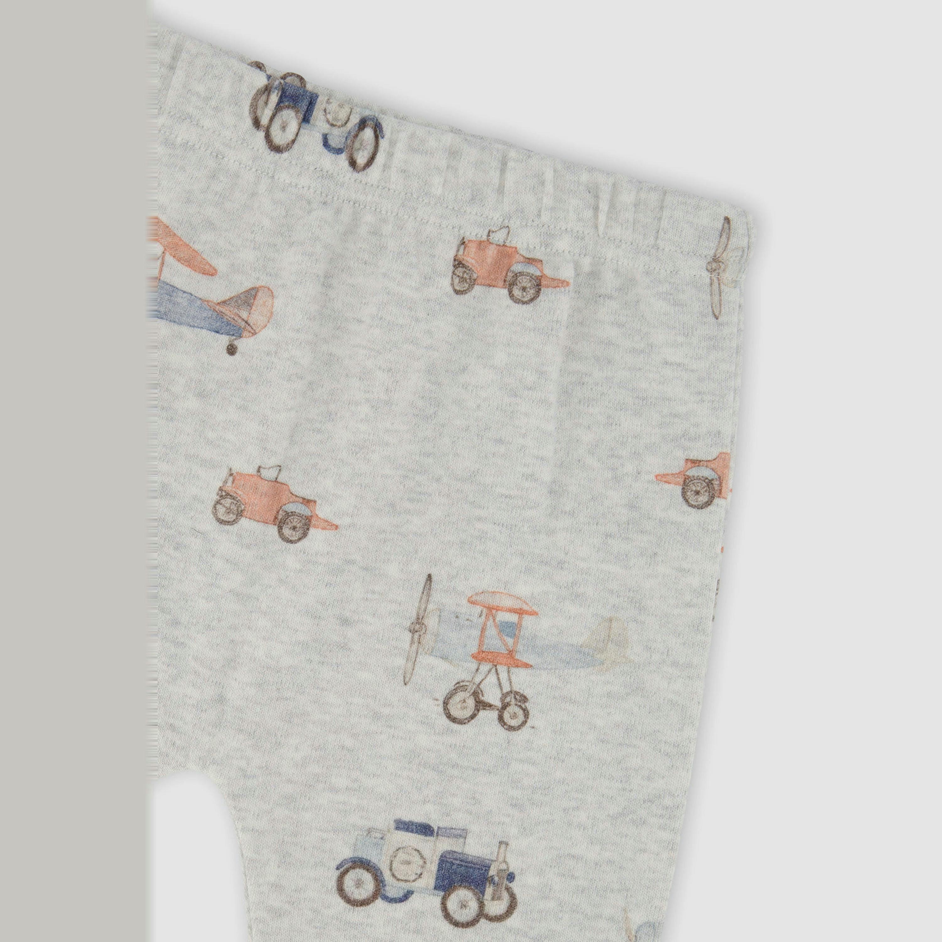 Organic Cotton Pants And Top Set Beige Printed Airplanes , view 4 of 4
