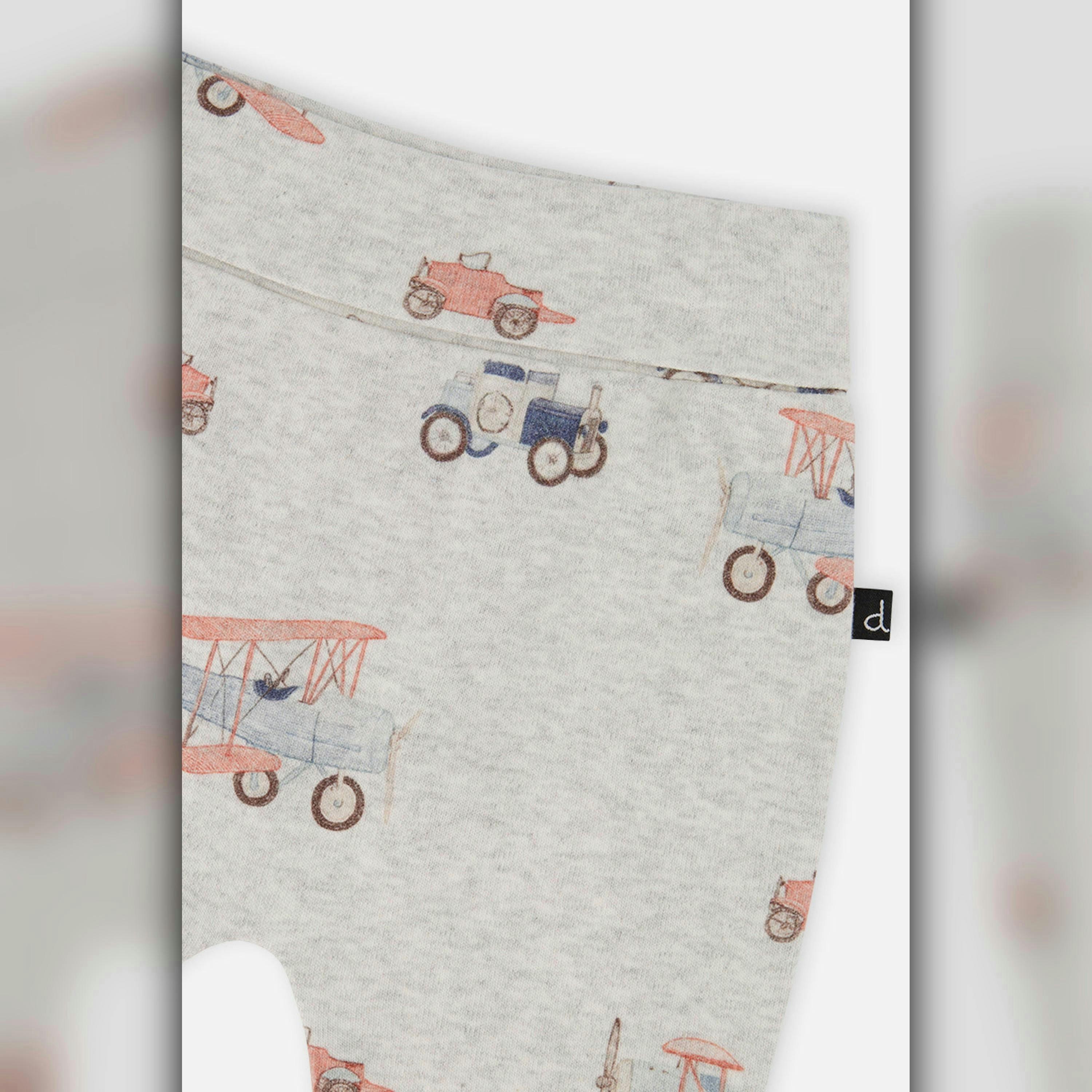 Organic Cotton Evolutive Pants Beige Printed Airplanes , view 3 of 3