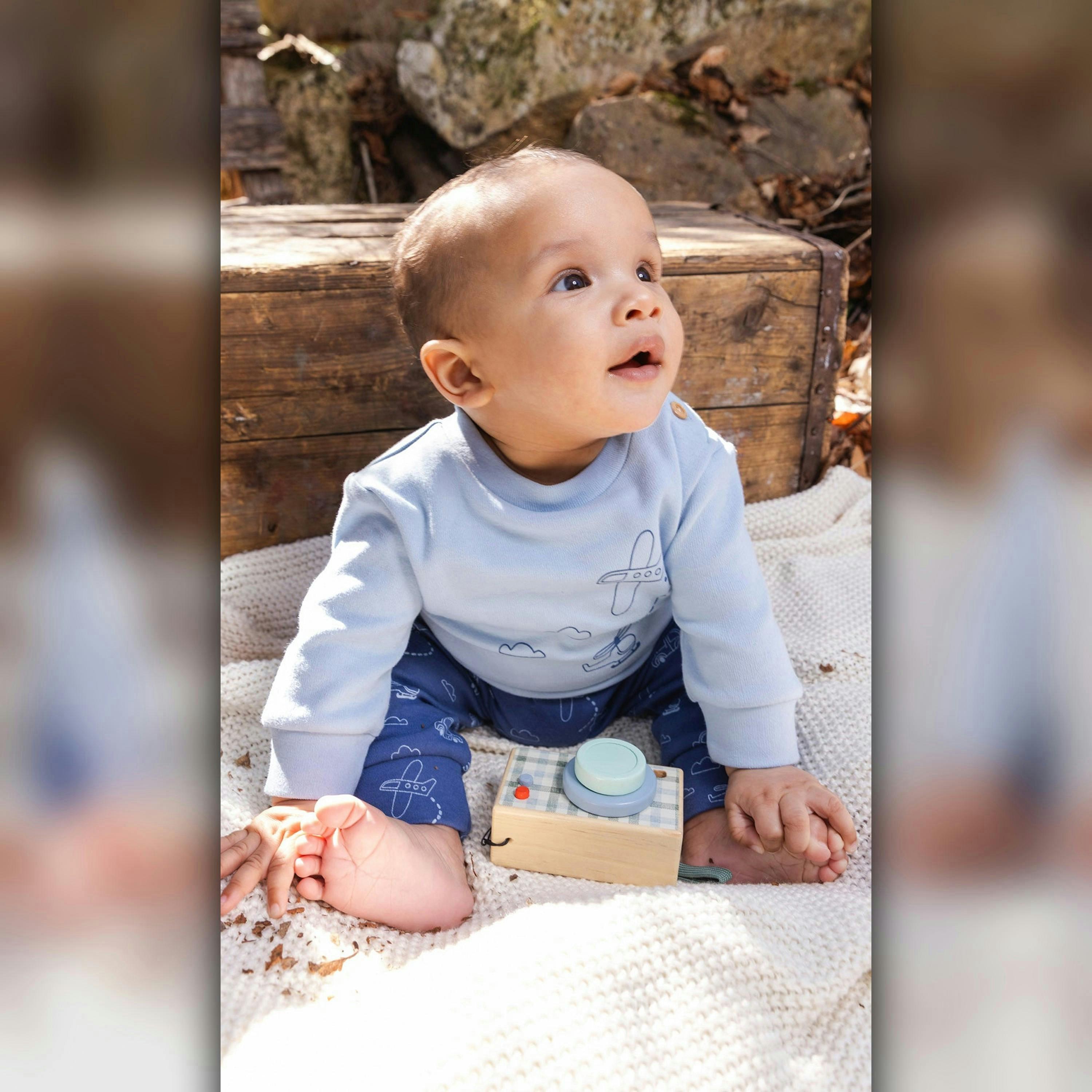 Organic Cotton Pants And Top Set Sky Blue , view 2 of 4