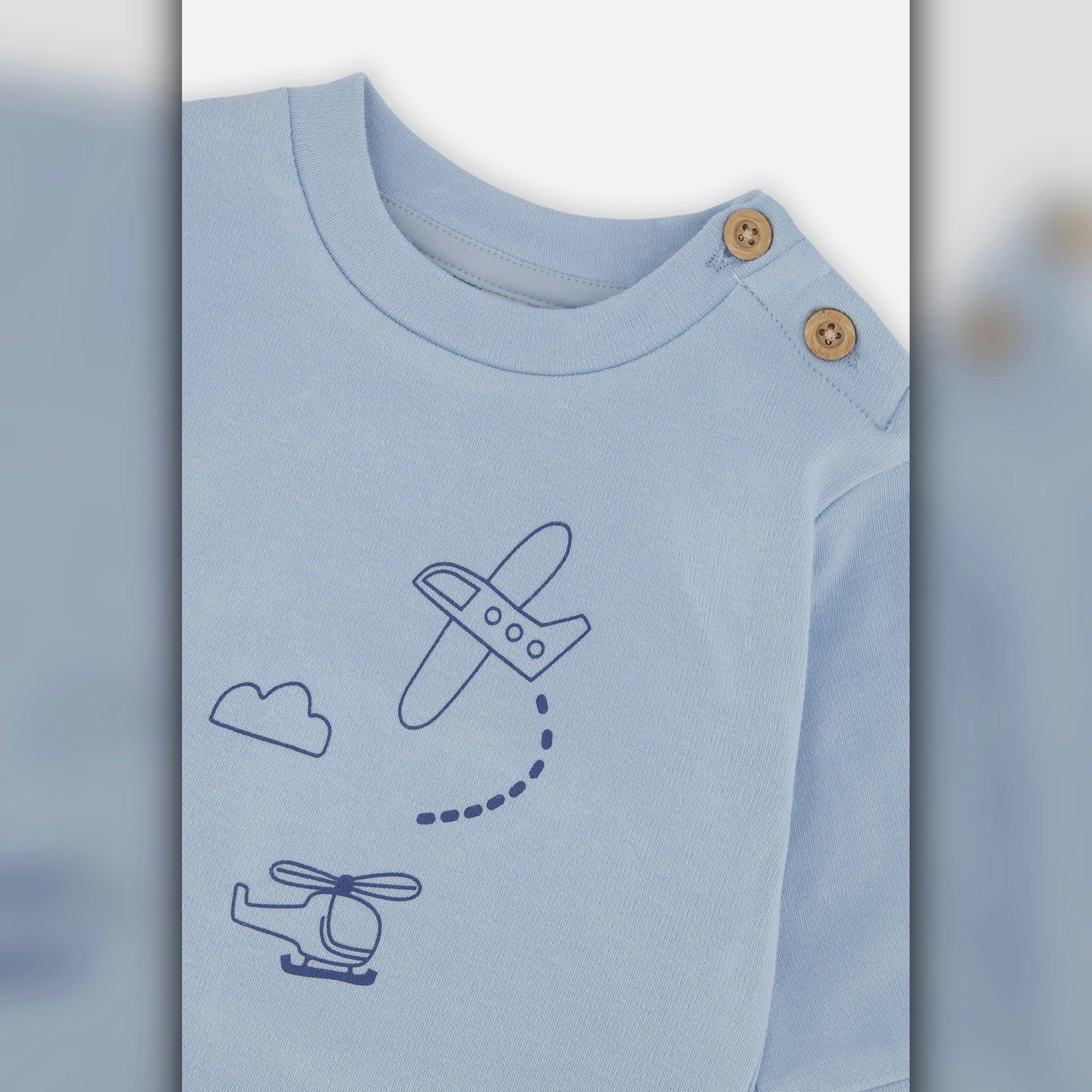 Organic Cotton Pants And Top Set Sky Blue , view 3 of 4