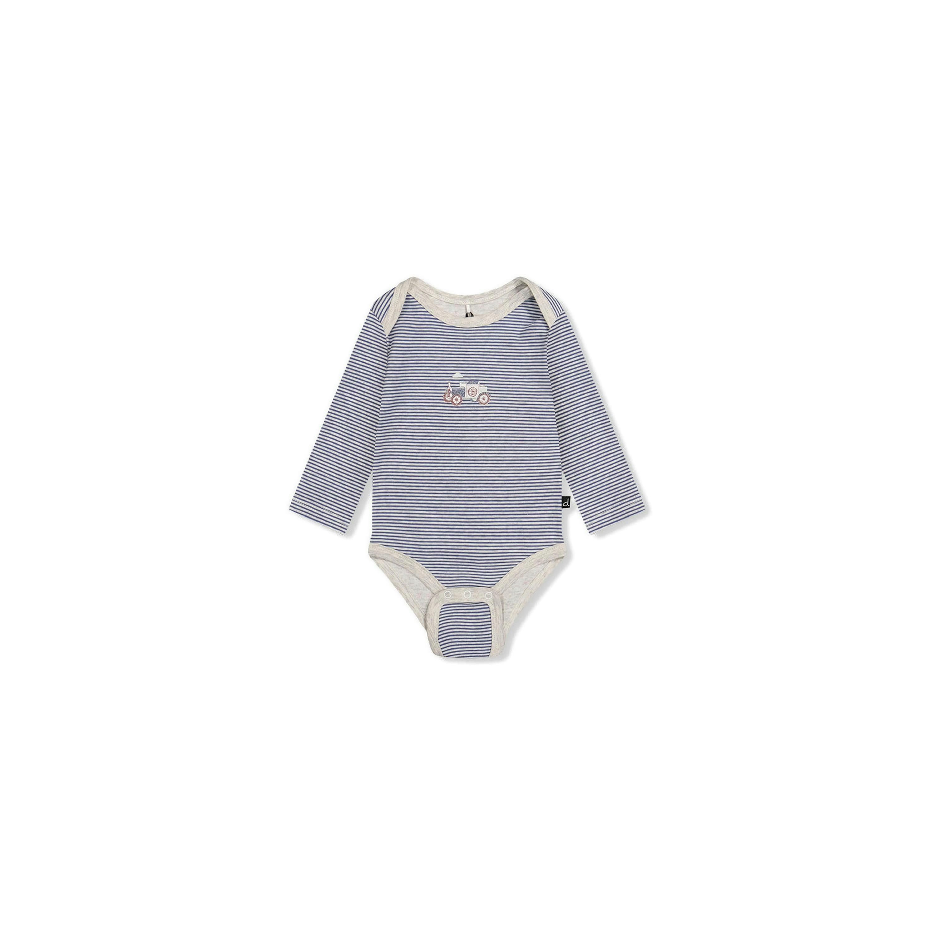 Organic Cotton Onesie Blue Printed Stripes , view 3 of 4