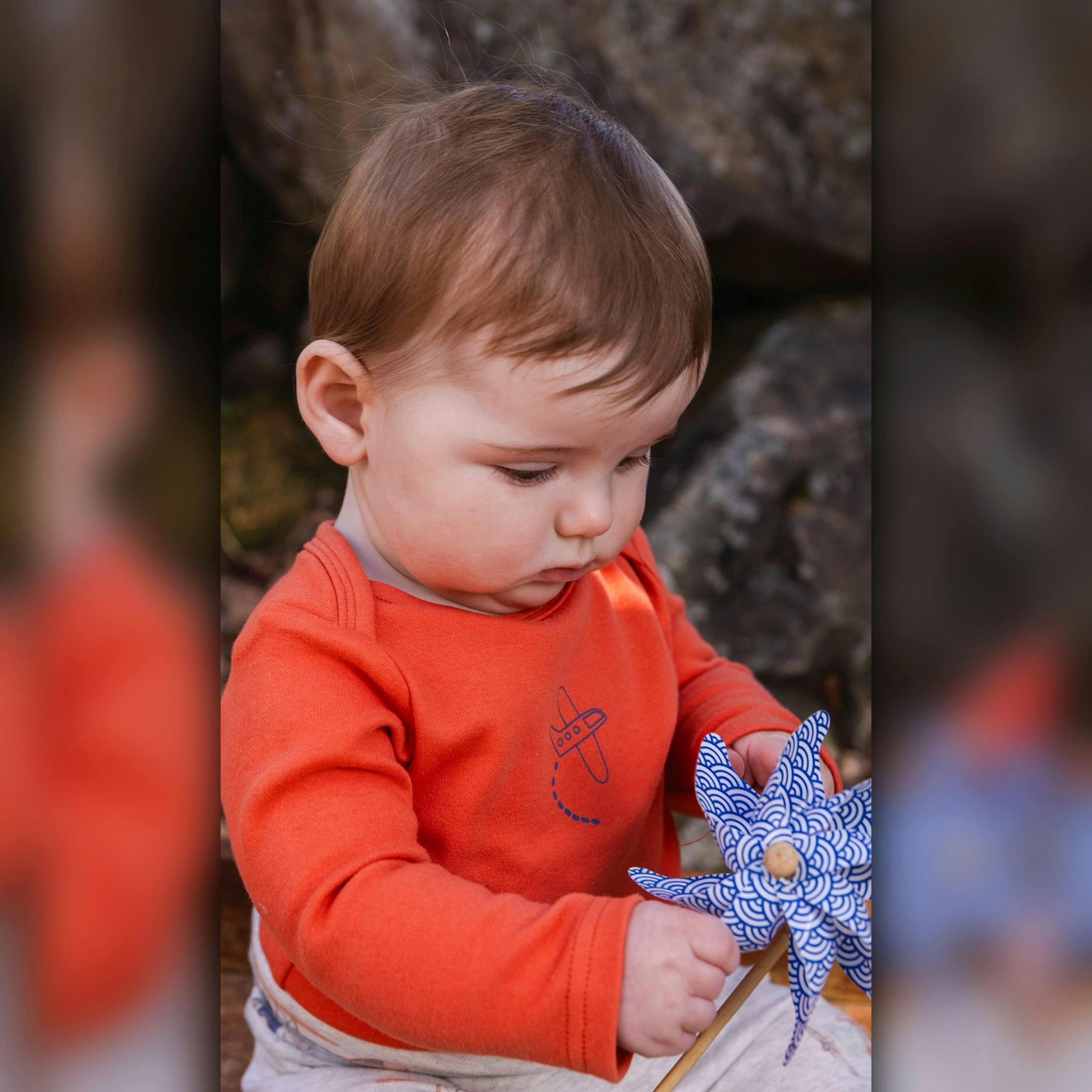 Organic Cotton Onesie Coral , view 2 of 4