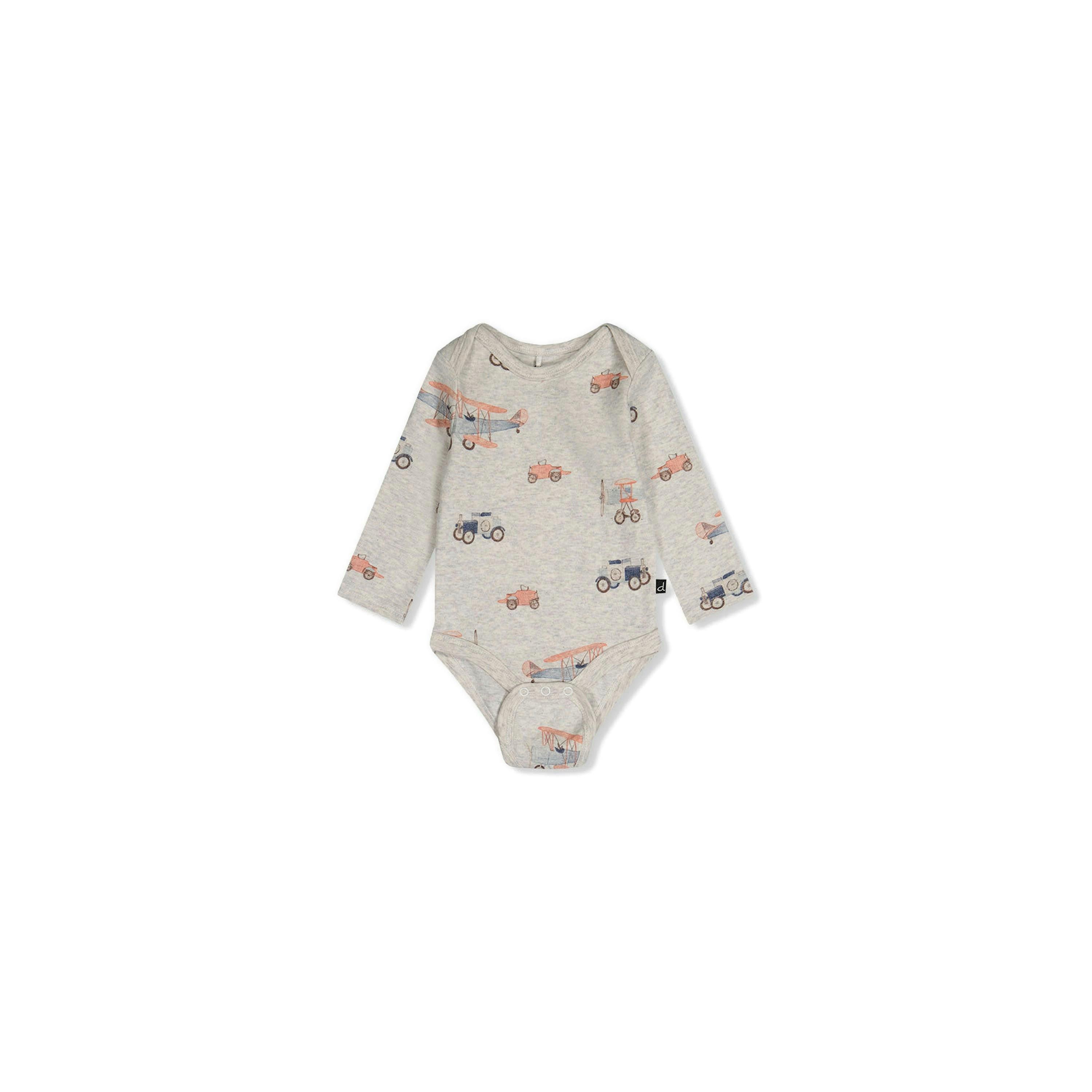 Organic Cotton Onesie Beige Printed Airplanes , view 3 of 4