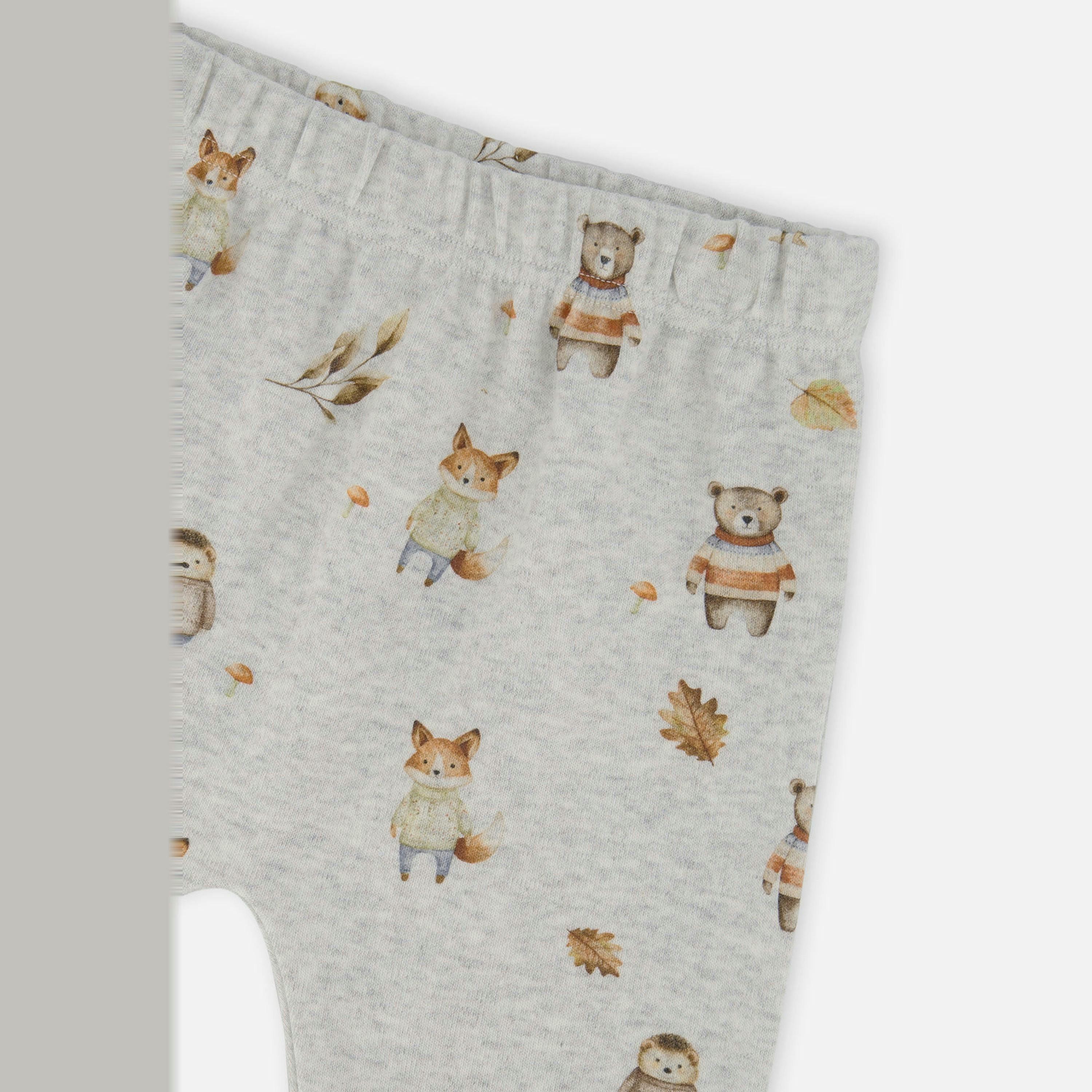 Organic Cotton Pants And Top Set Beige Animal Print , view 4 of 4