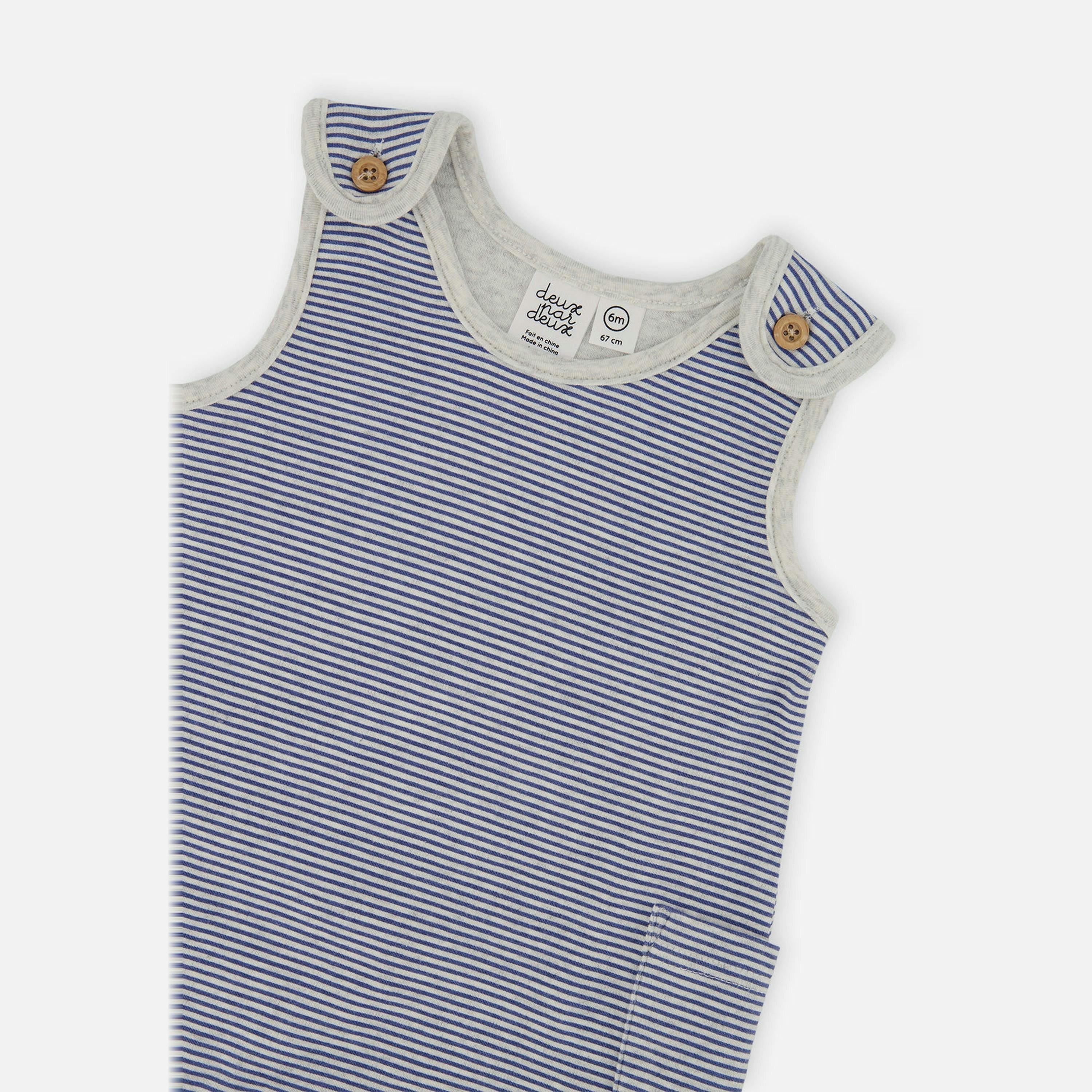 Organic Cotton Onesie With Overalls Set Blue Printed Transportation , view 5 of 5