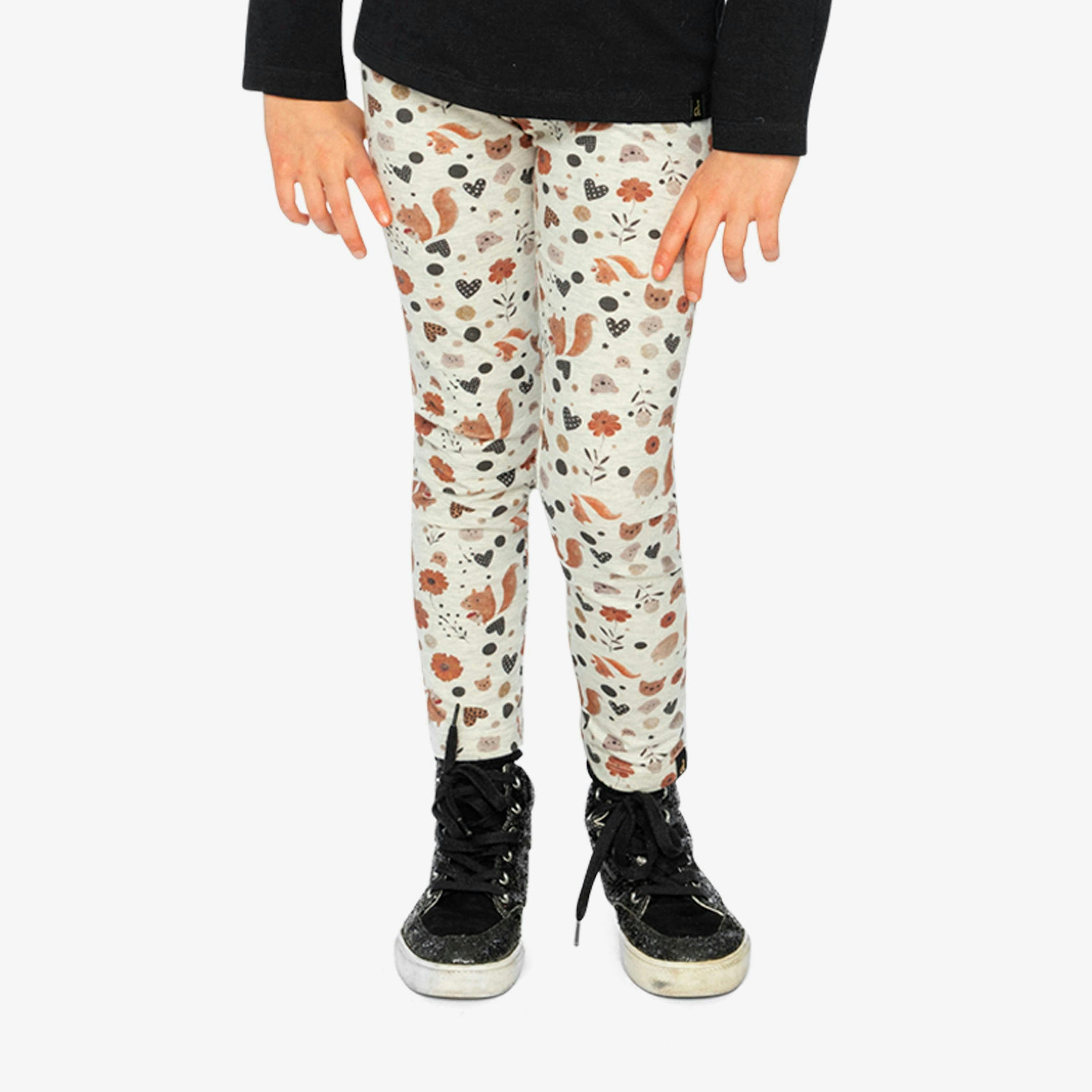 Organic Cotton Leggings Beige With Squirrel Print , view 2 of 6