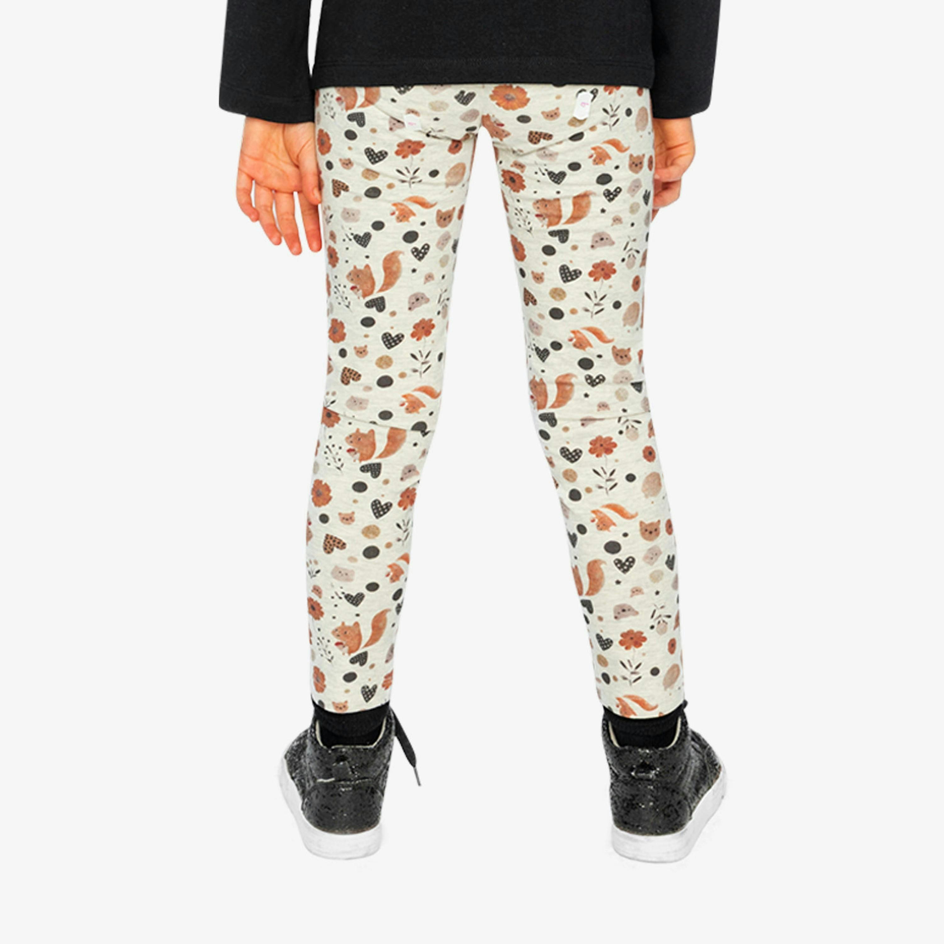 Organic Cotton Leggings Beige With Squirrel Print , view 4 of 6