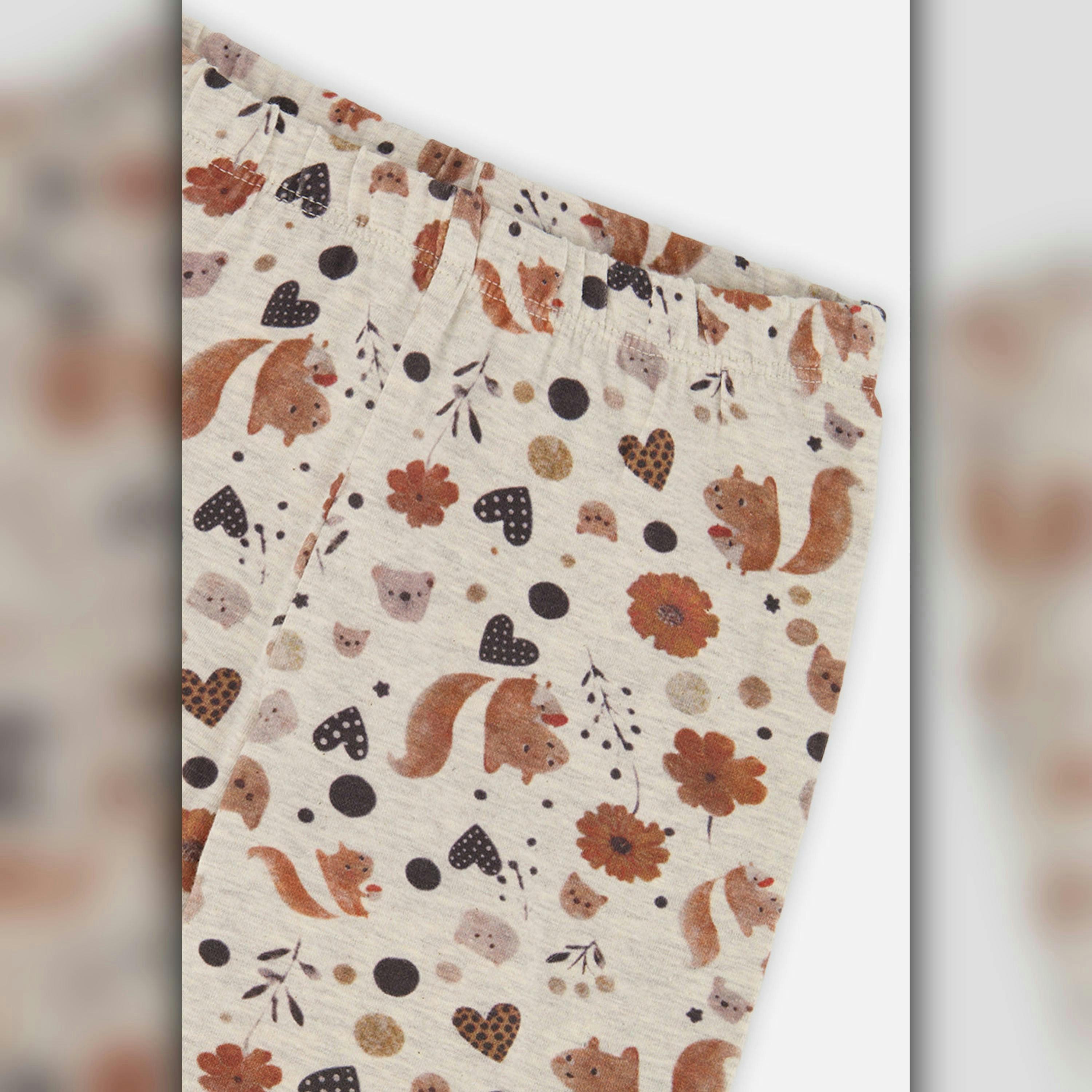 Organic Cotton Leggings Beige With Squirrel Print , view 6 of 6