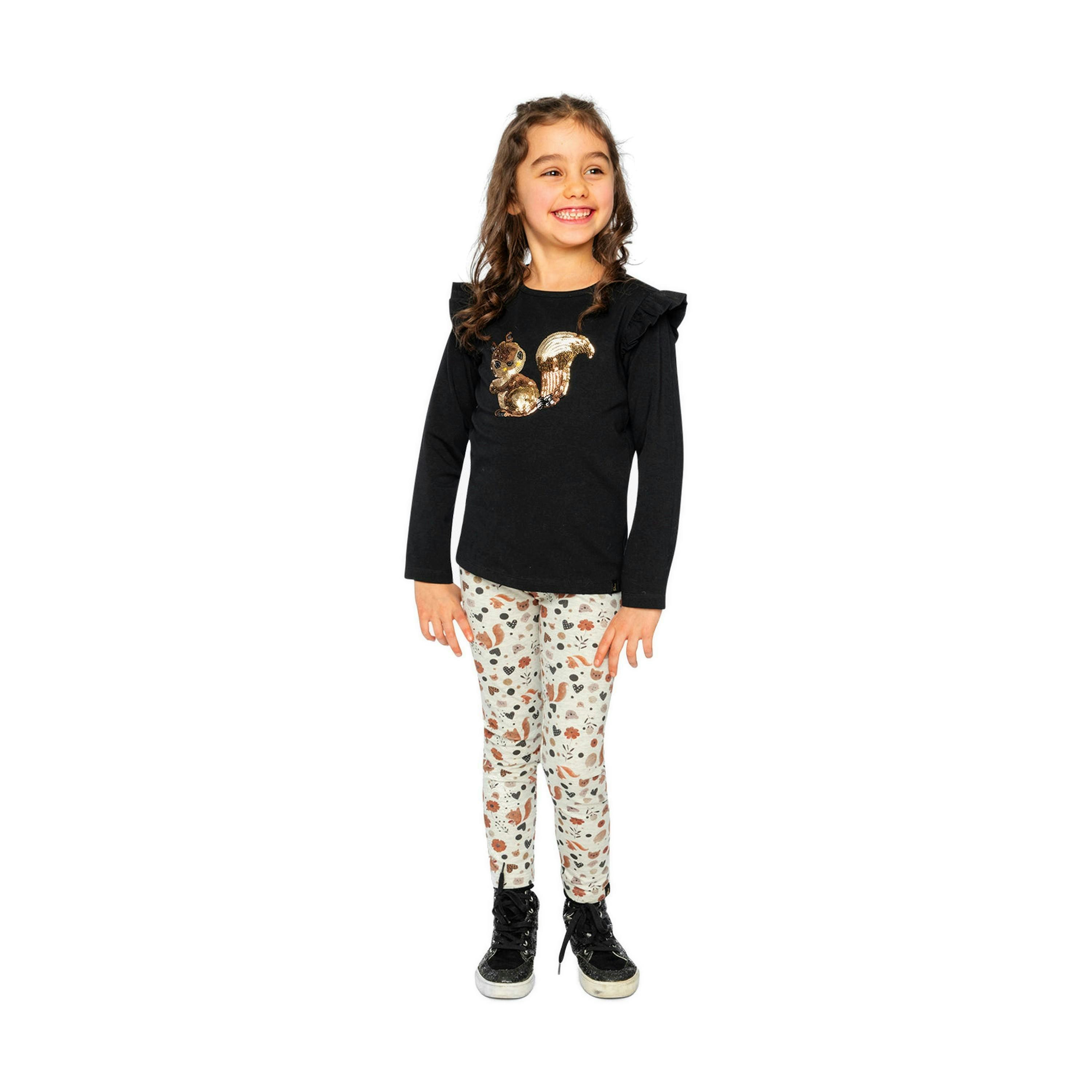 Long Sleeve Organic Cotton Squirrel T-Shirt Black And Brown , view 5 of 6