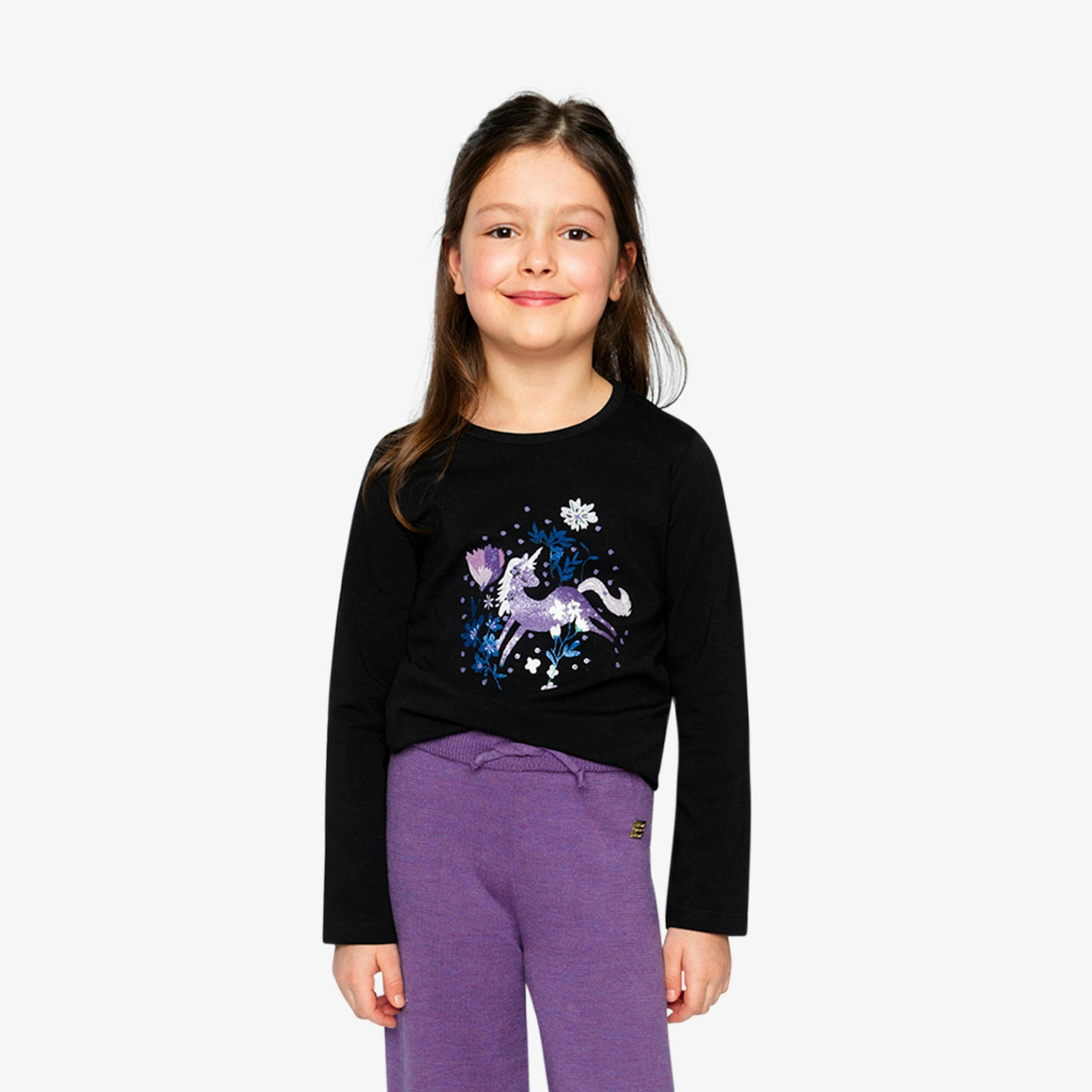 Organic Cotton Jersey T-Shirt Black And Mauve , view 4 of 6