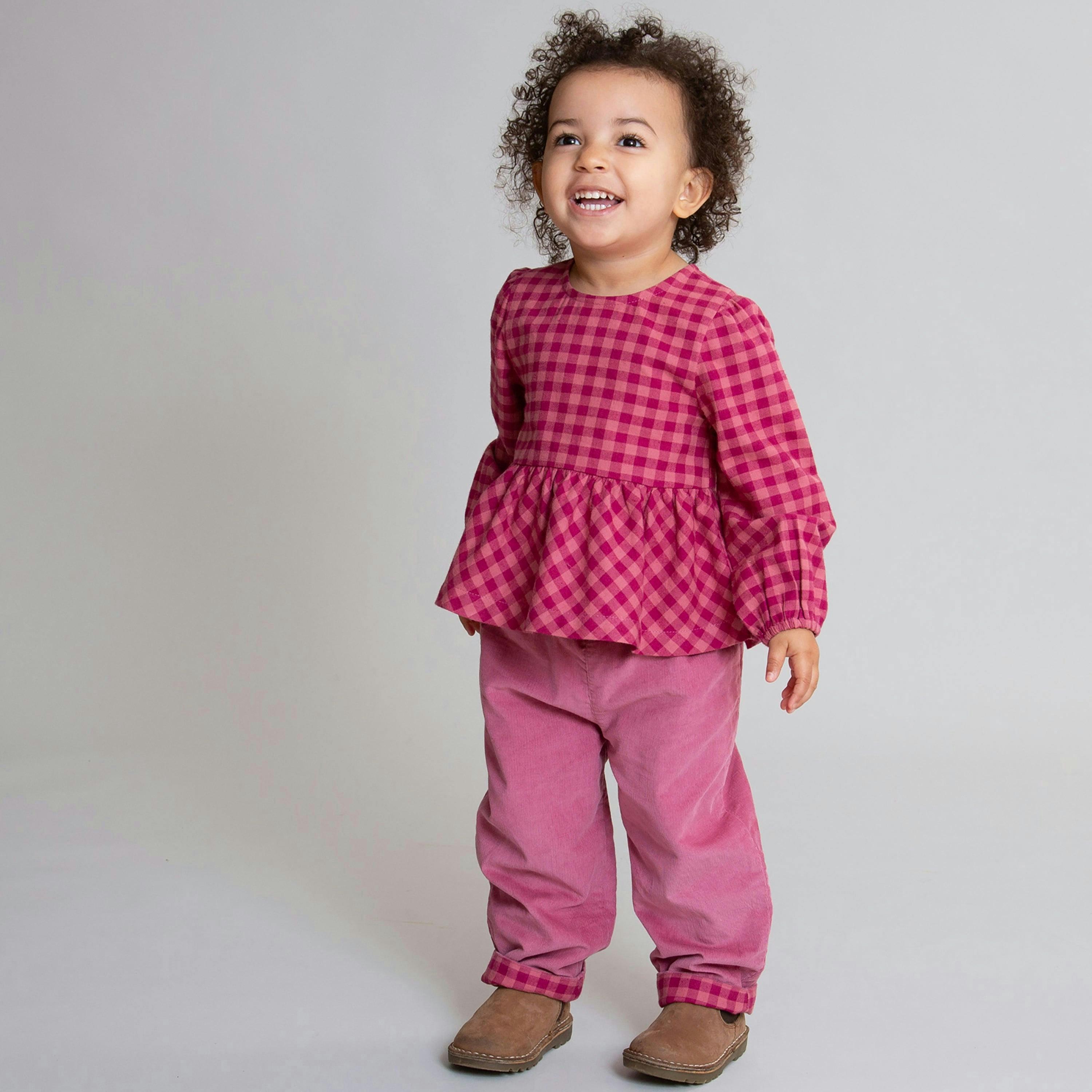 Kids Organic Damson Check Reversible Pull Ups , view 3 of 6