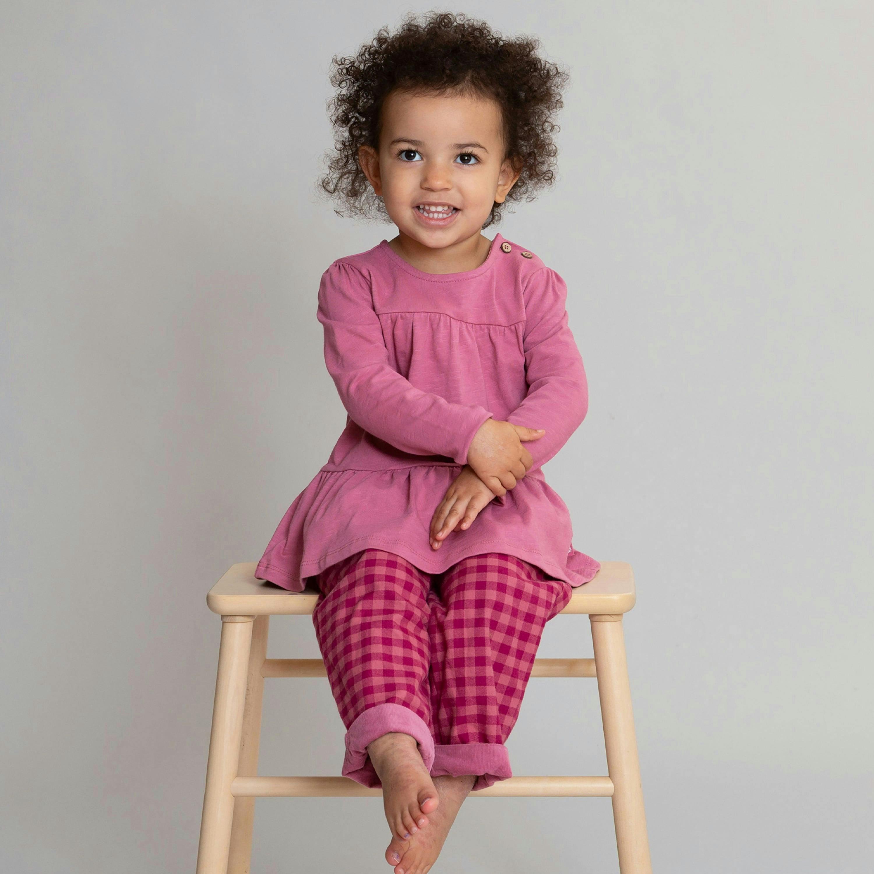 Kids Organic Damson Check Reversible Pull Ups , view 4 of 6