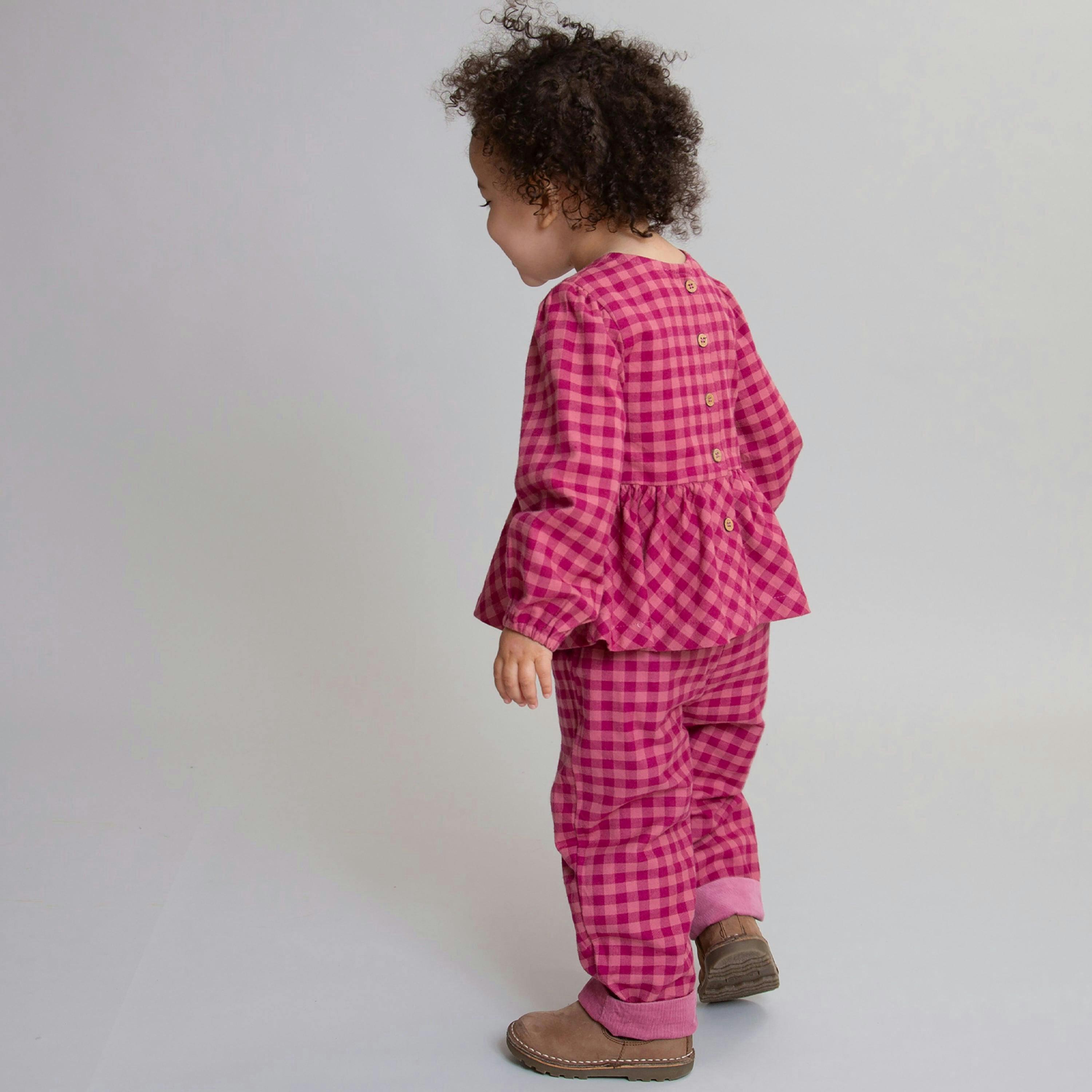 Kids Organic Damson Check Reversible Pull Ups , view 5 of 6