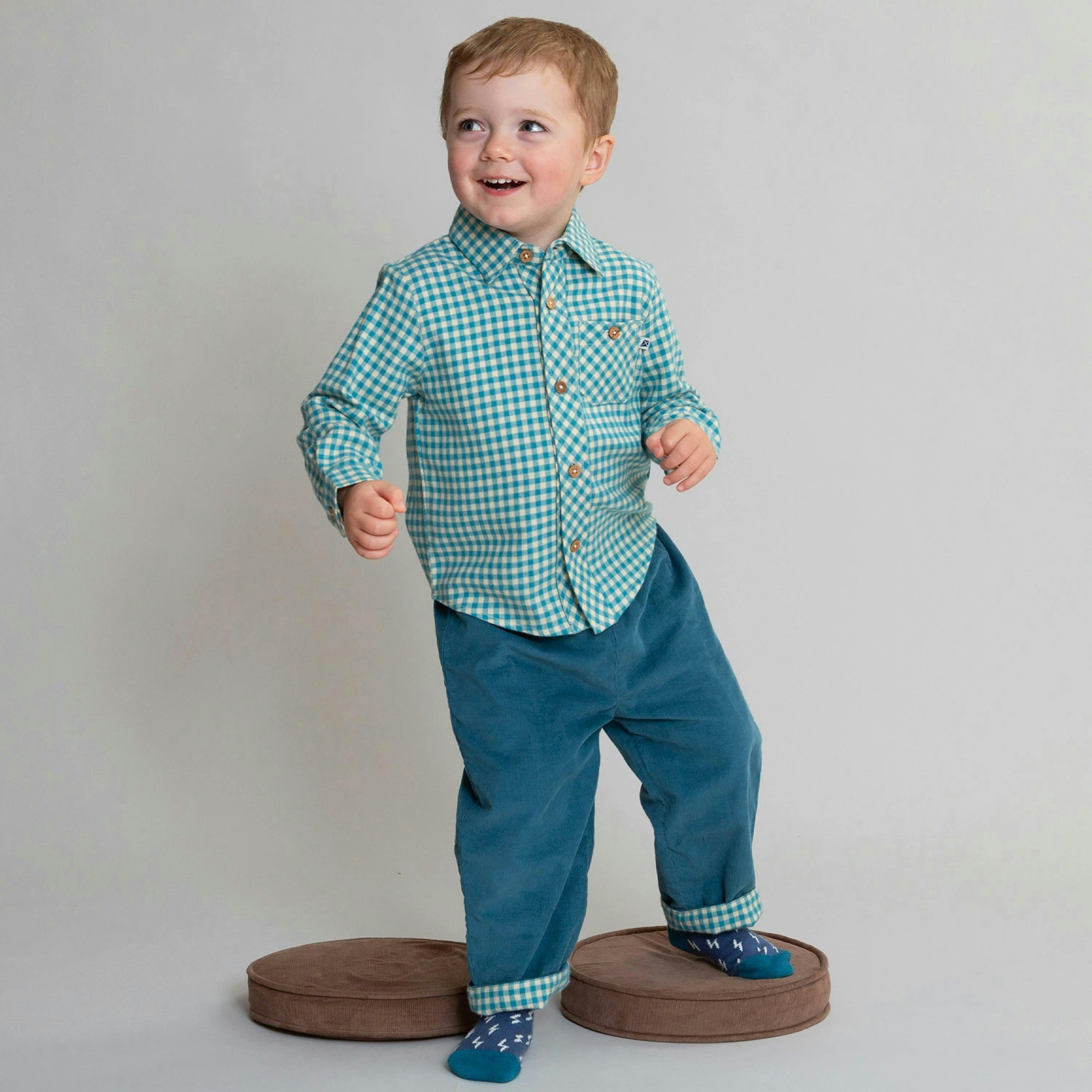 Kids Organic Ocean Check Reversible Pull Ups , view 2 of 6
