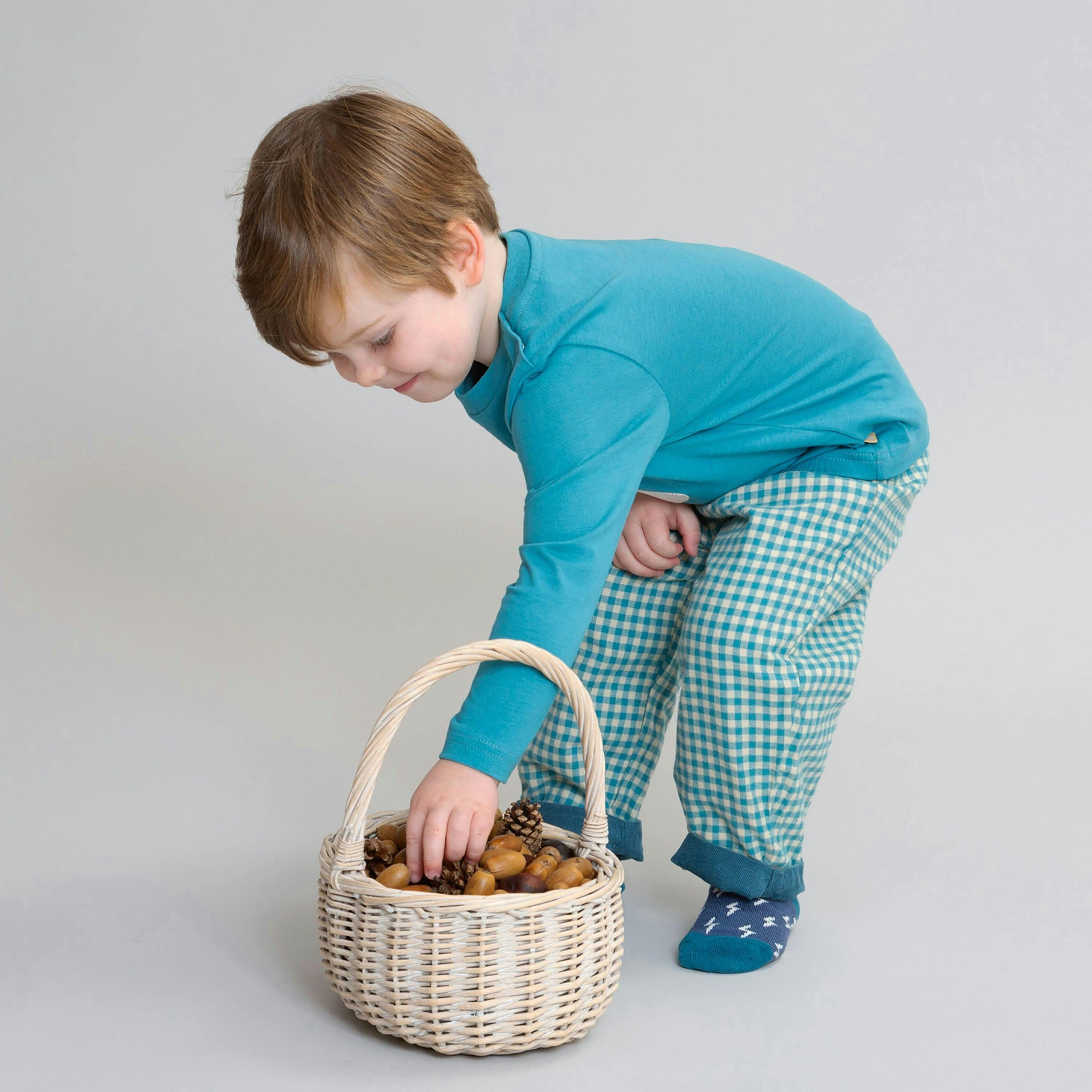 Kids Organic Ocean Check Reversible Pull Ups , view 3 of 6