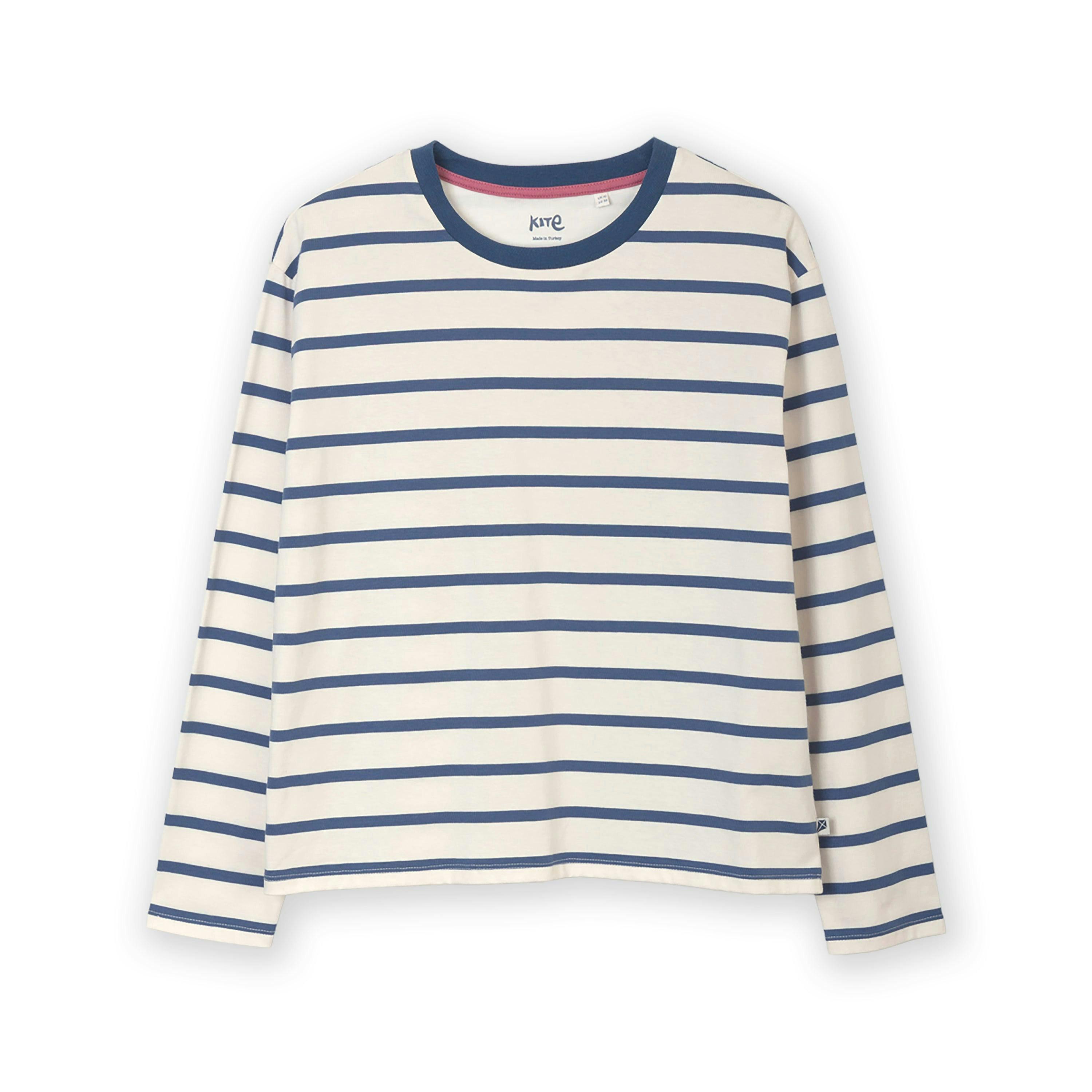 Organic Oxbridge Jersey T-Shirt Navy Stripe , view 2 of 4