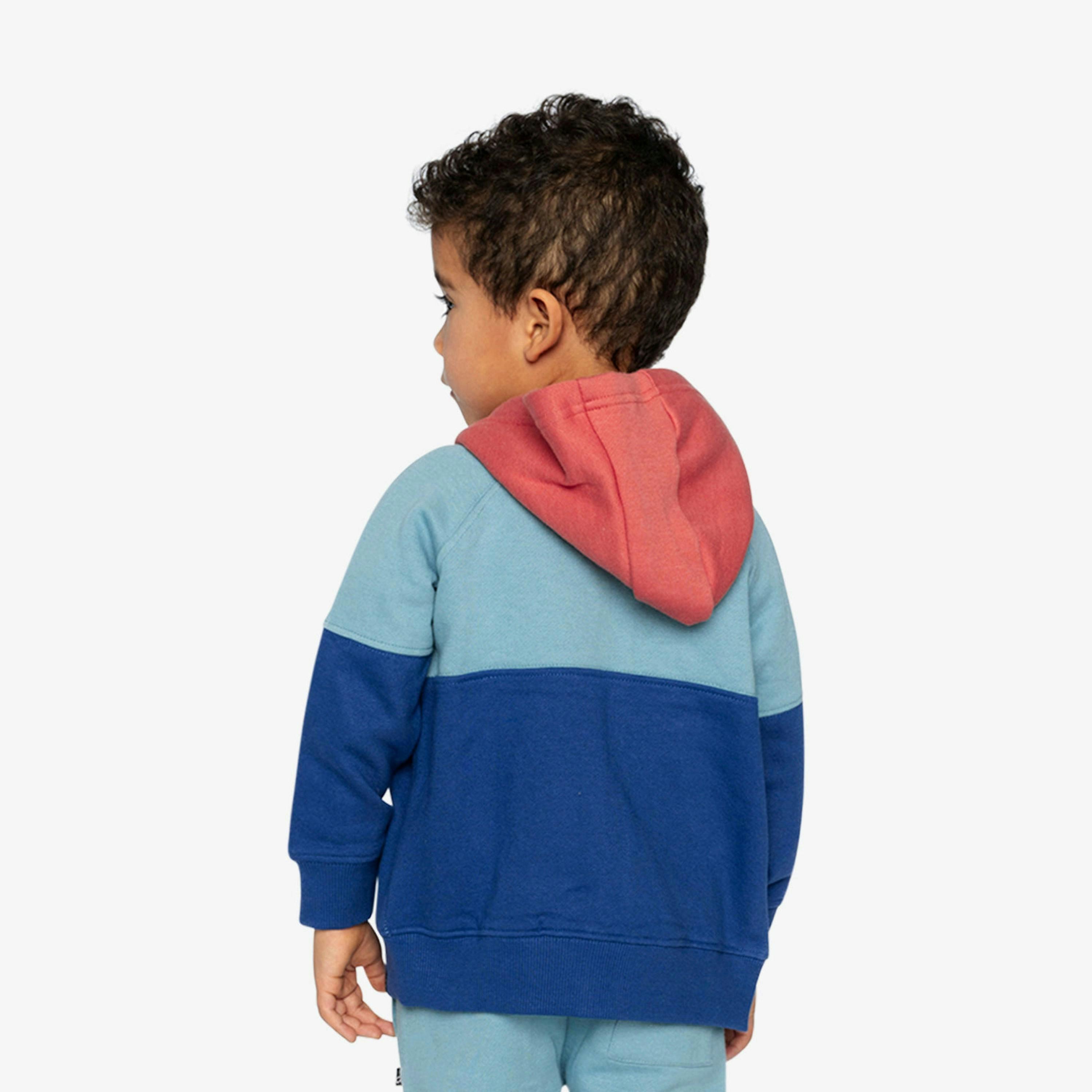 Full Zip Hooded Fleece Jacket Blue, Turquoise And Orange , view 4 of 6