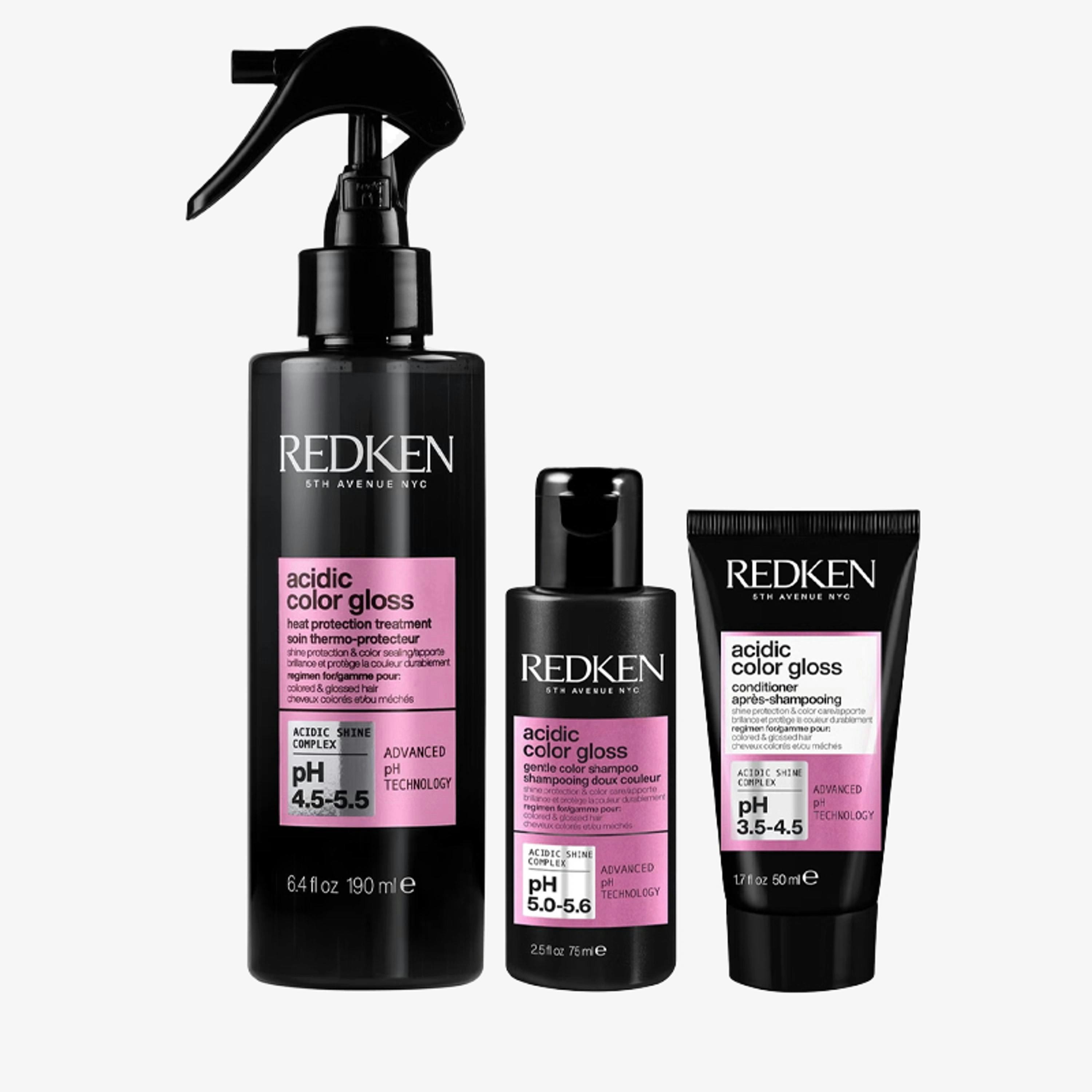 Redken Acidic Color Gloss Leave In Heat Protectant Shampoo Conditioner 190 ml Pack (x3) , view 1 of 1