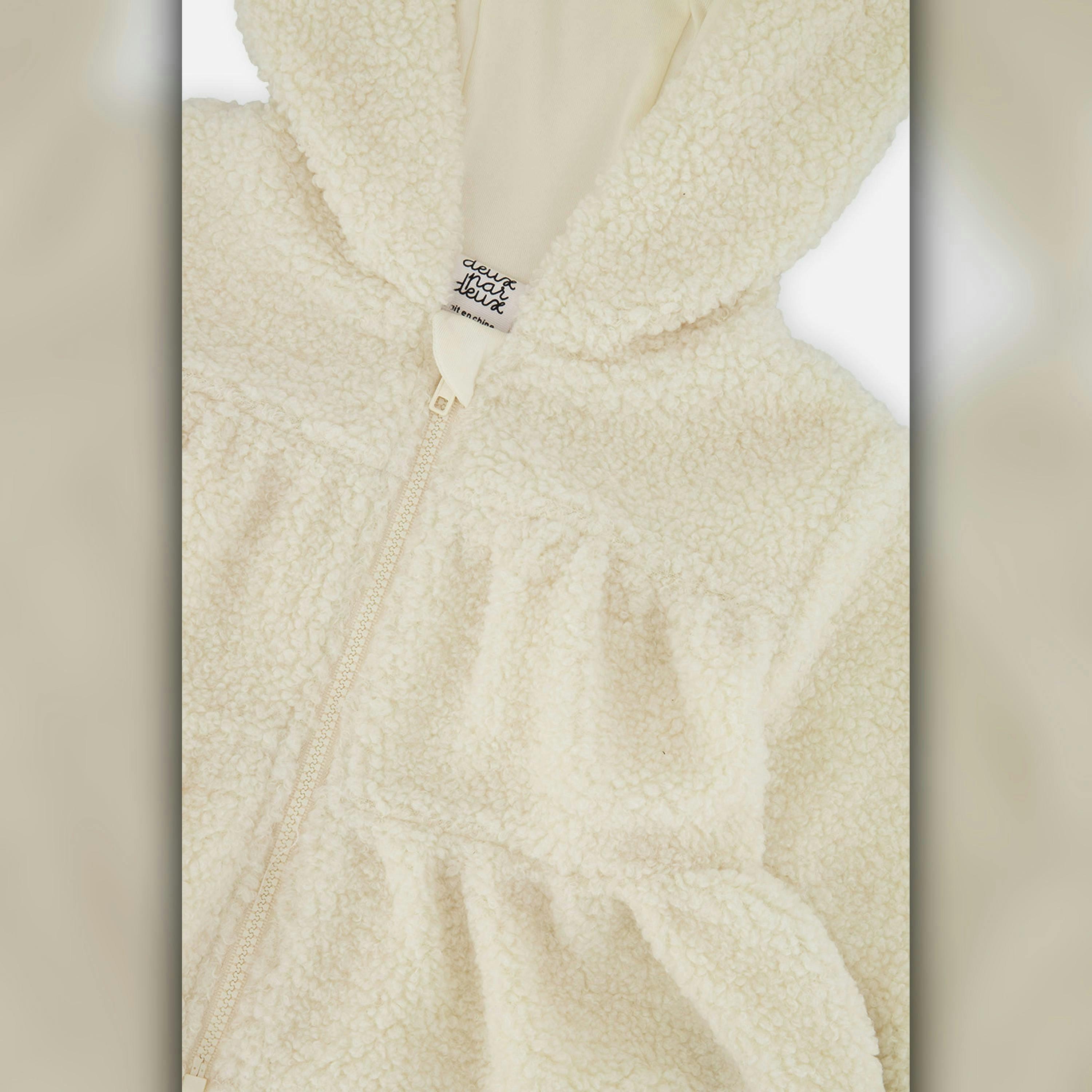 Hooded Zip Sherpa Jacket Off-White , view 4 of 5