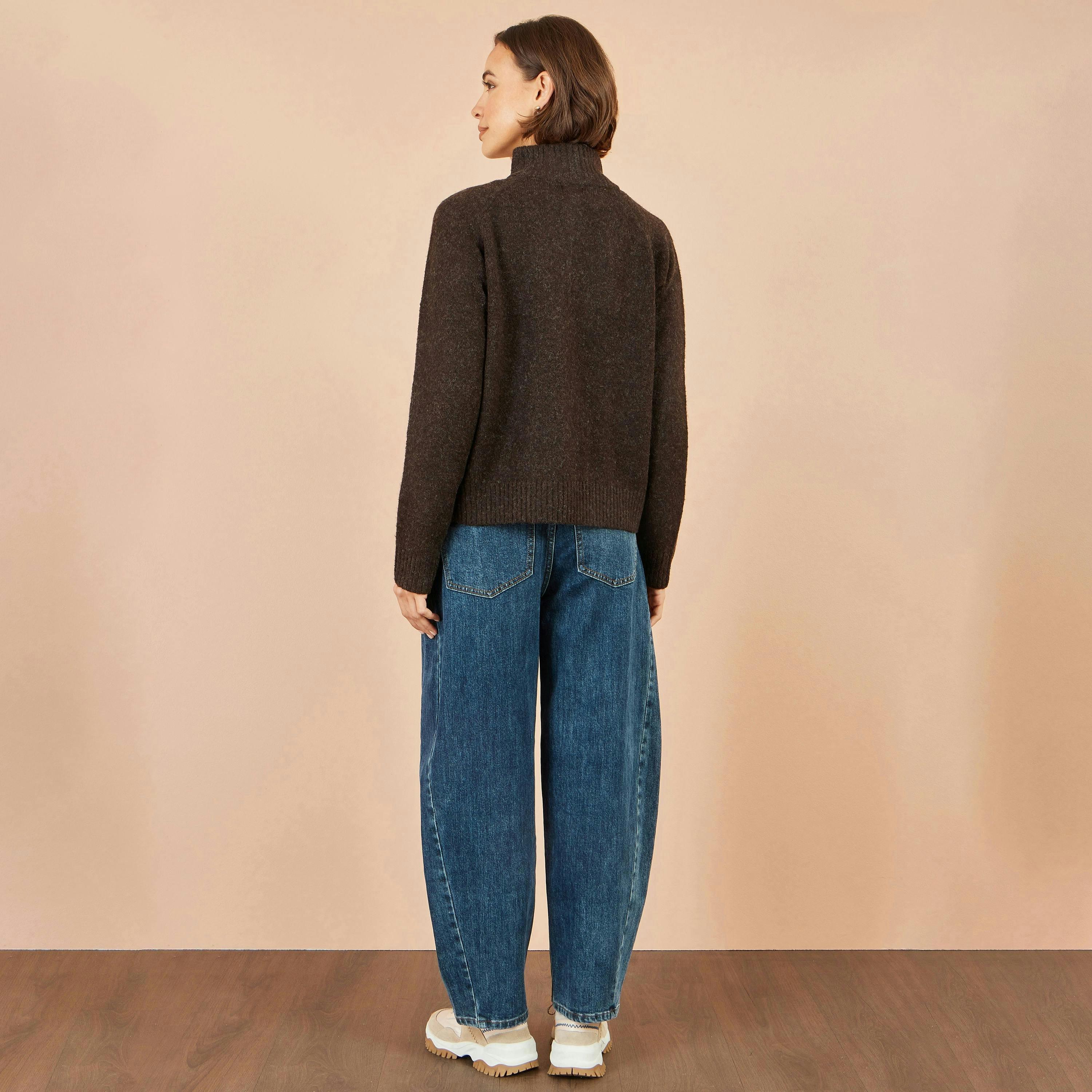 Yumi Brown Zip Up Cardigan , view 4 of 5