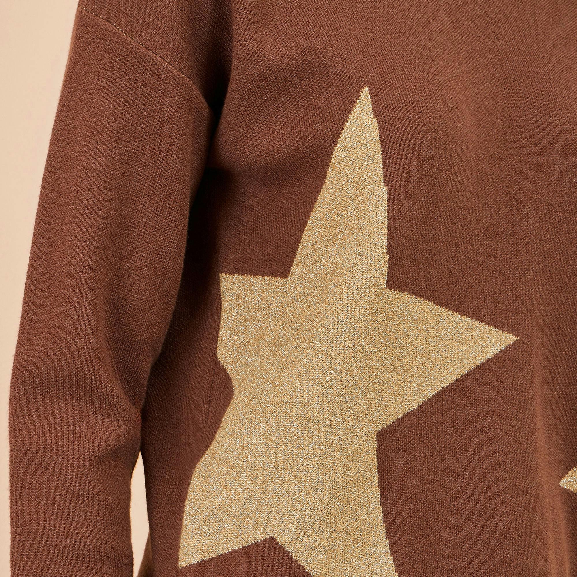 Yumi Brown Viscose Star Relaxed Jumper With Sparkle , view 3 of 5