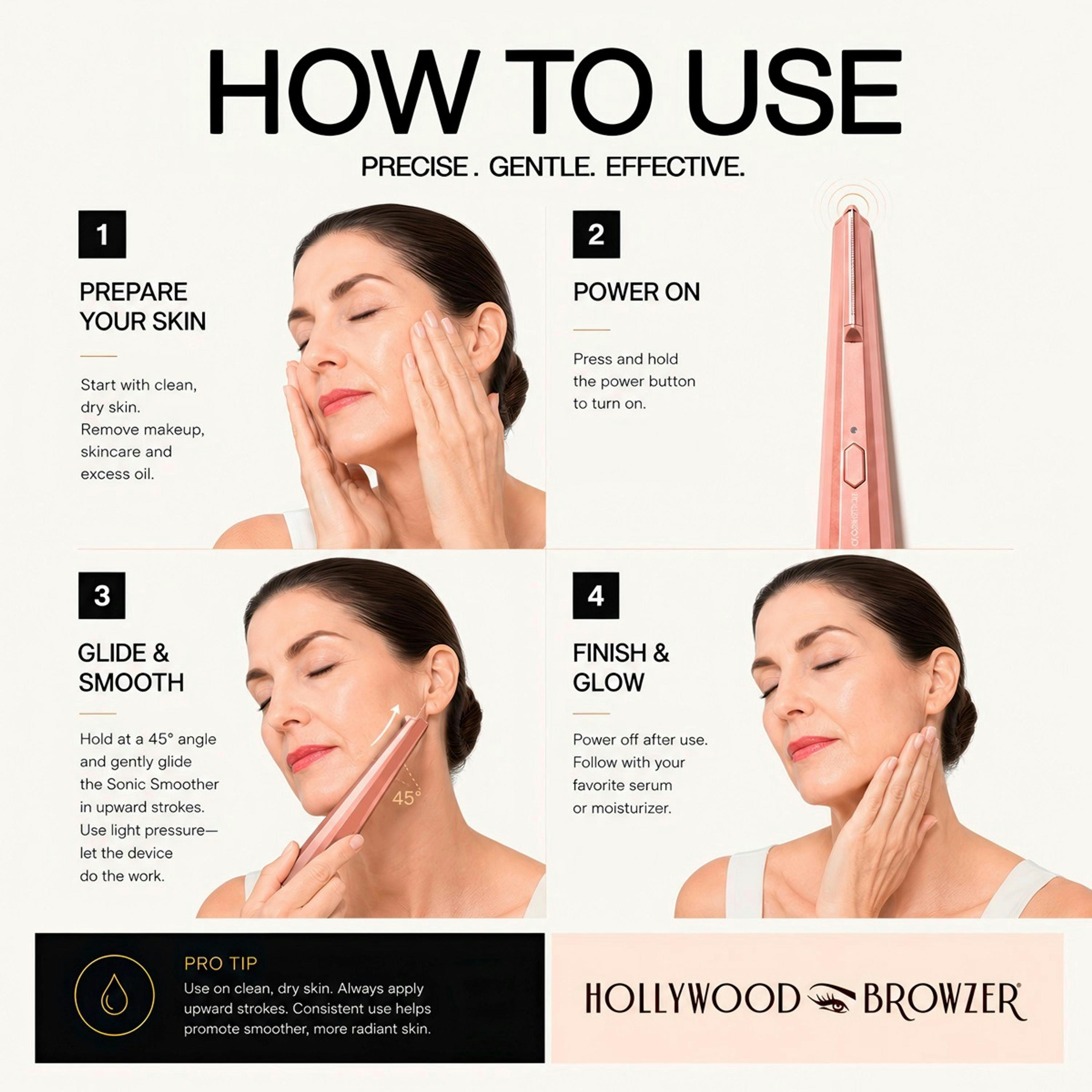Hollywood Browzer Smoother Sonic Dermaplaner - Rose Gold Single , view 2 of 4