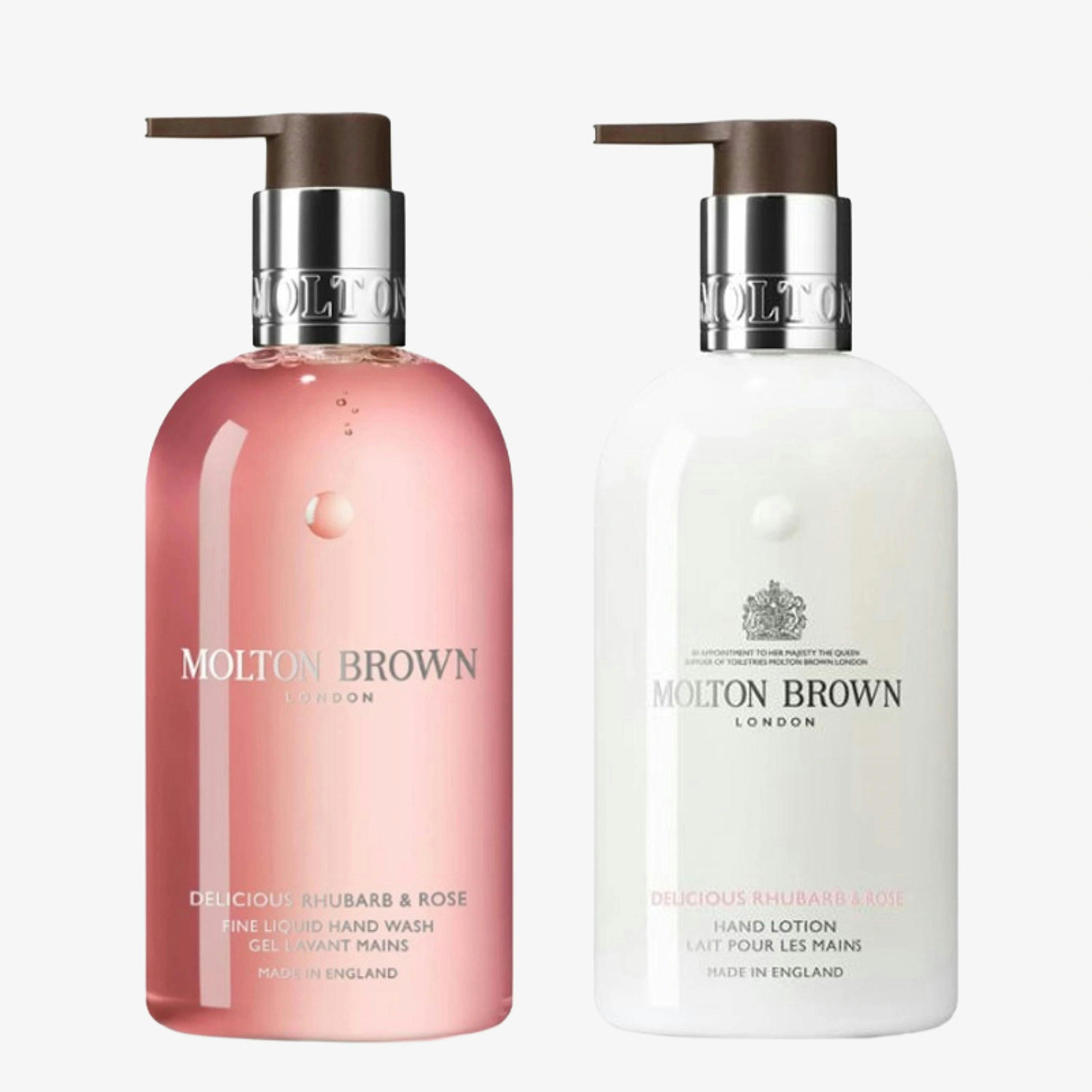 Molton Brown Delicious Rhubarb & Rose Hand Wash 300ml & Hand Lotion 300ml Duo Duo , view 1 of 1