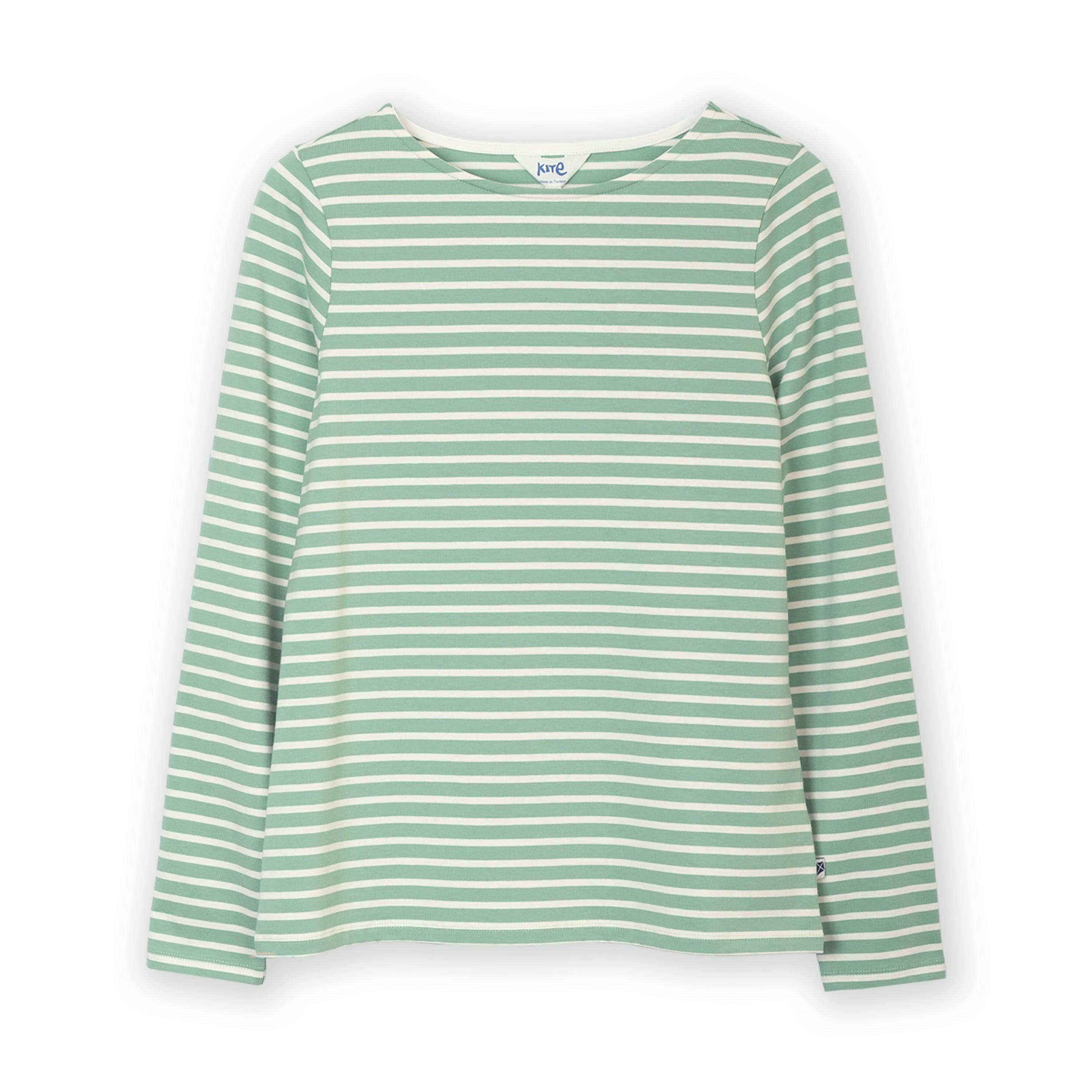 Organic Tarrant Jersey T-Shirt Seafoam Stripe , view 2 of 4