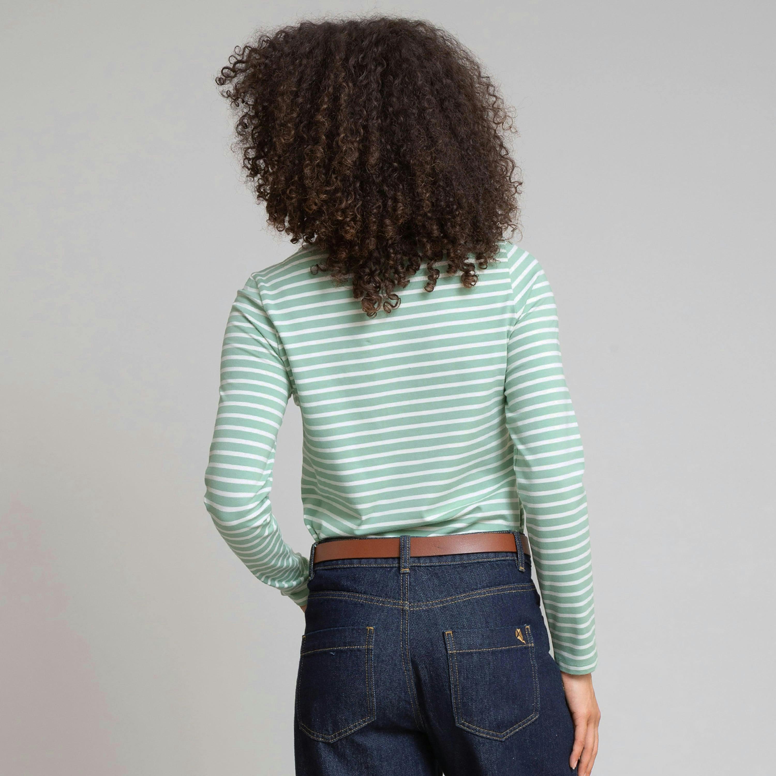 Organic Tarrant Jersey T-Shirt Seafoam Stripe , view 4 of 4