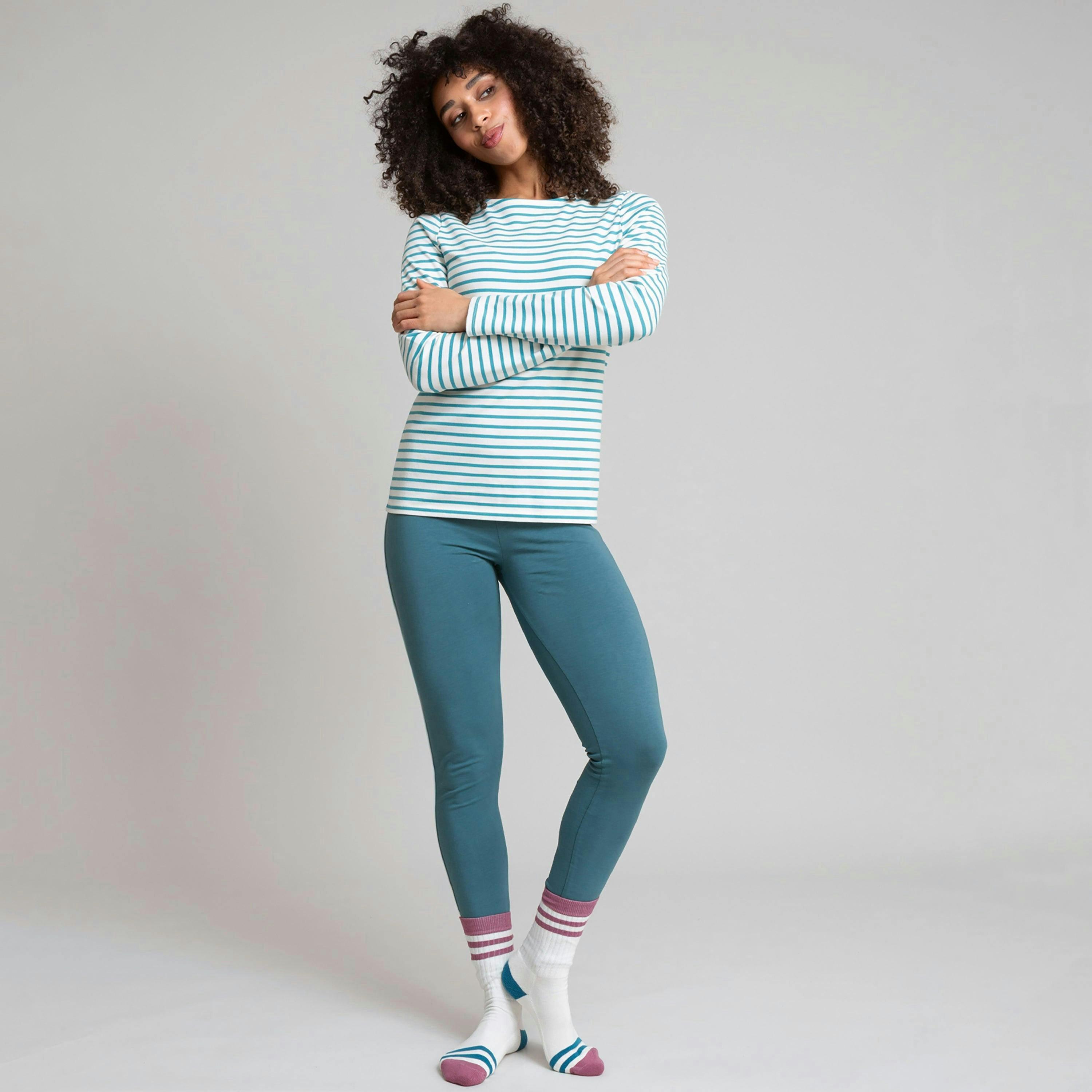 Organic Lytchett Side Stripe Leggings Steel , view 3 of 5