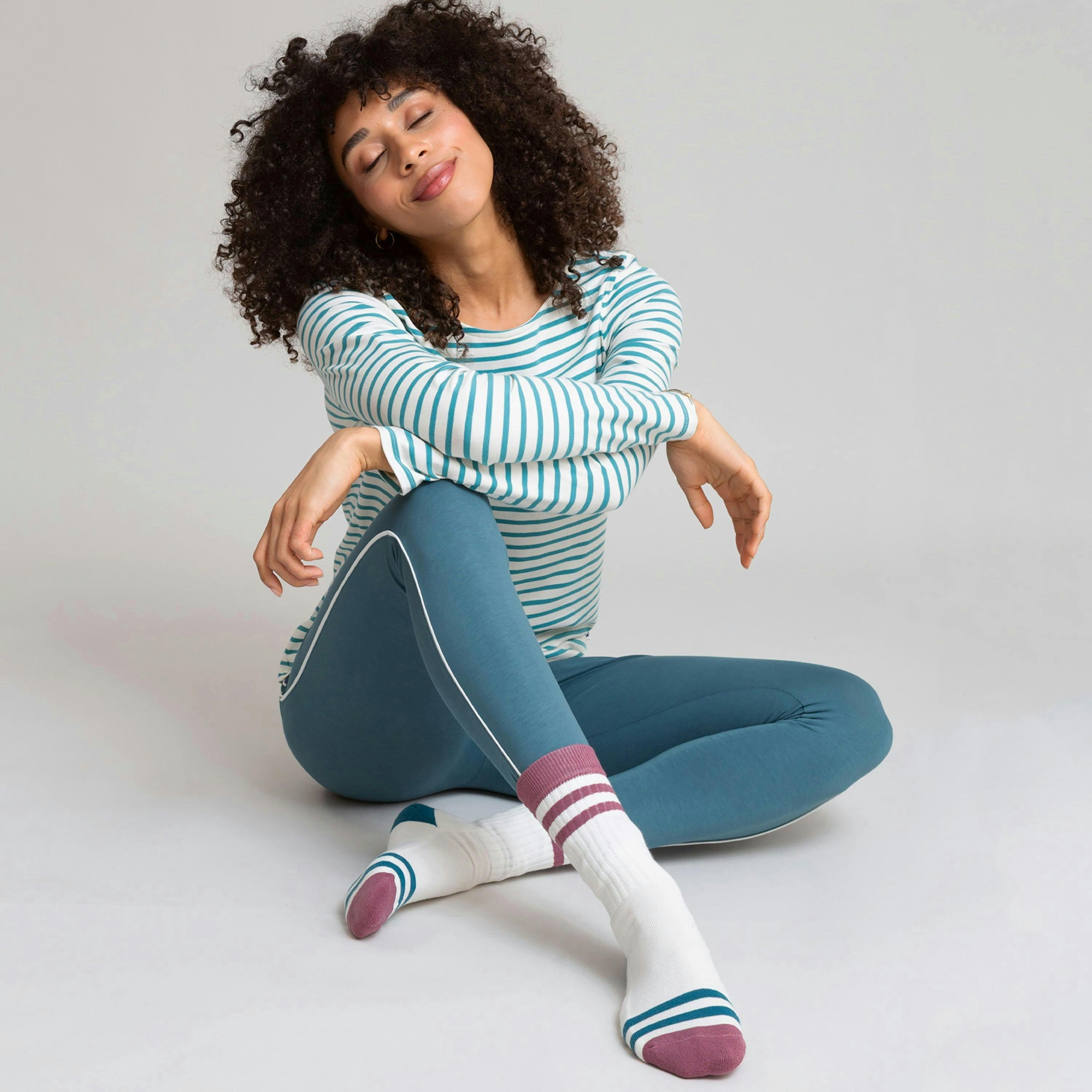 Organic Lytchett Side Stripe Leggings Steel , view 4 of 5