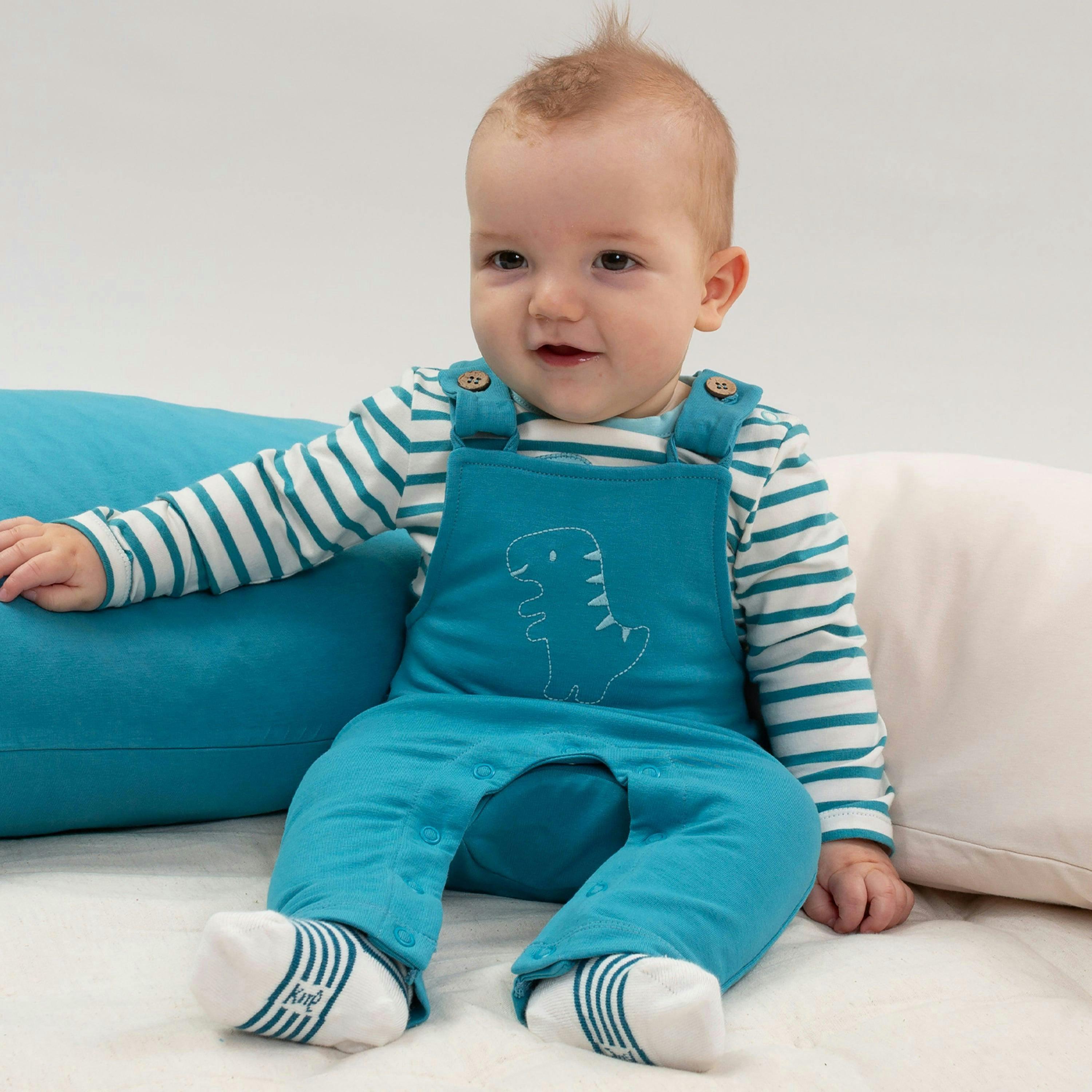 Baby Organic Diddy Dino Dungarees , view 2 of 4