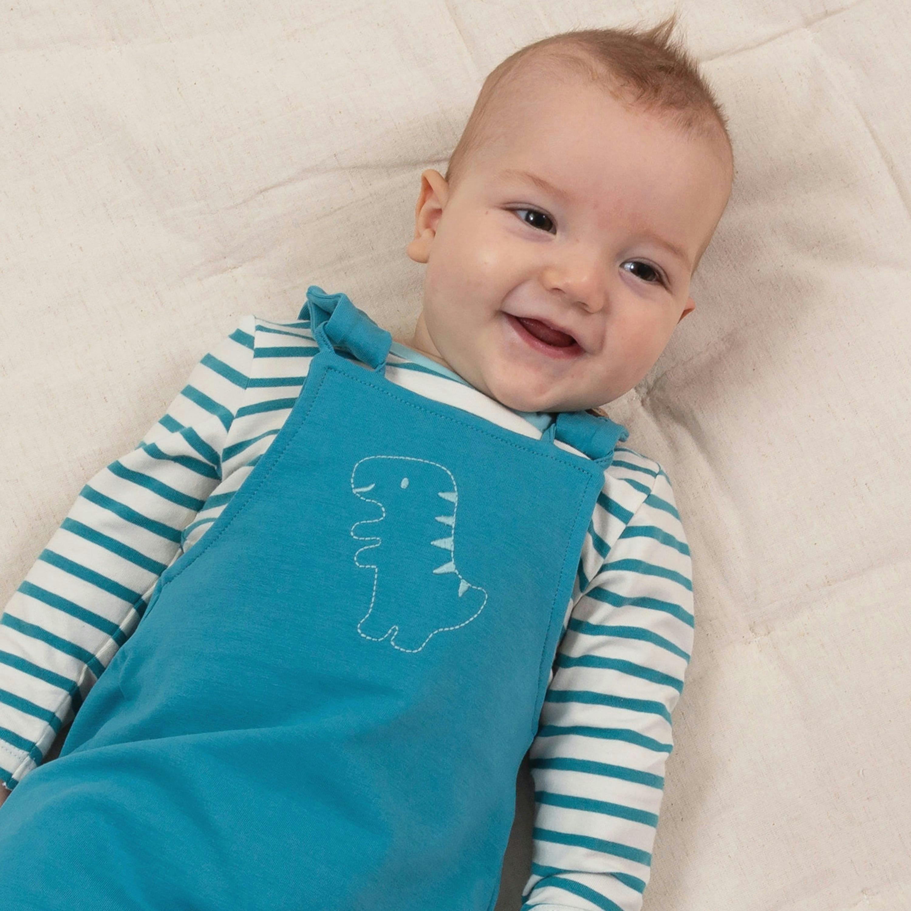 Baby Organic Diddy Dino Dungarees , view 3 of 4