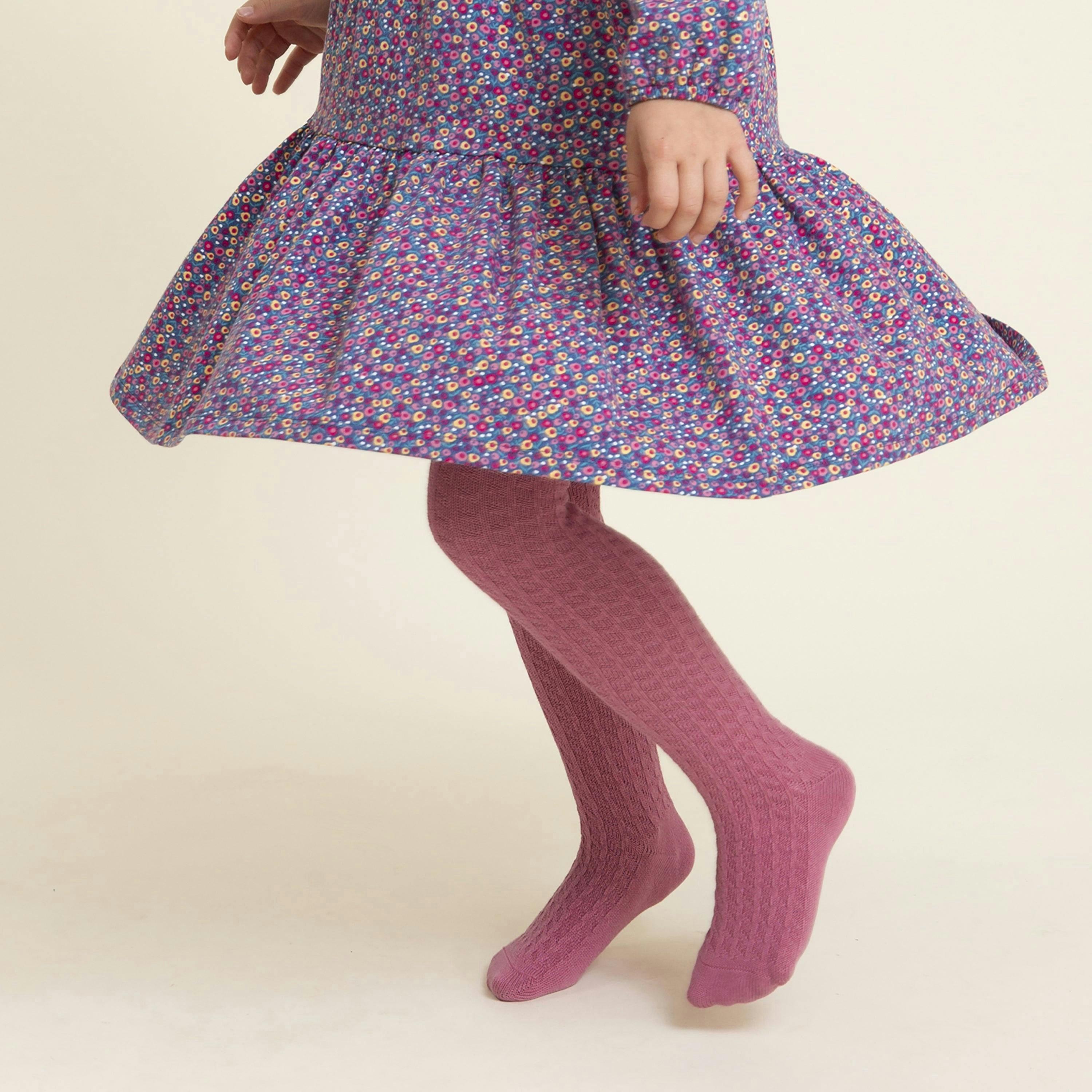 Kids Organic Cable Tights Heather , view 2 of 5