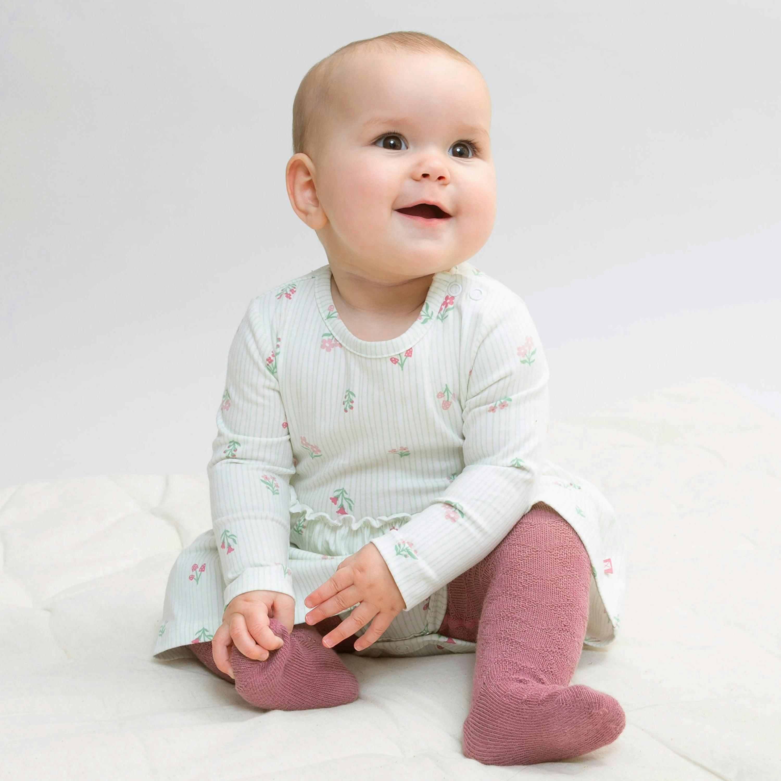 Kids Organic Cable Tights Heather , view 4 of 5