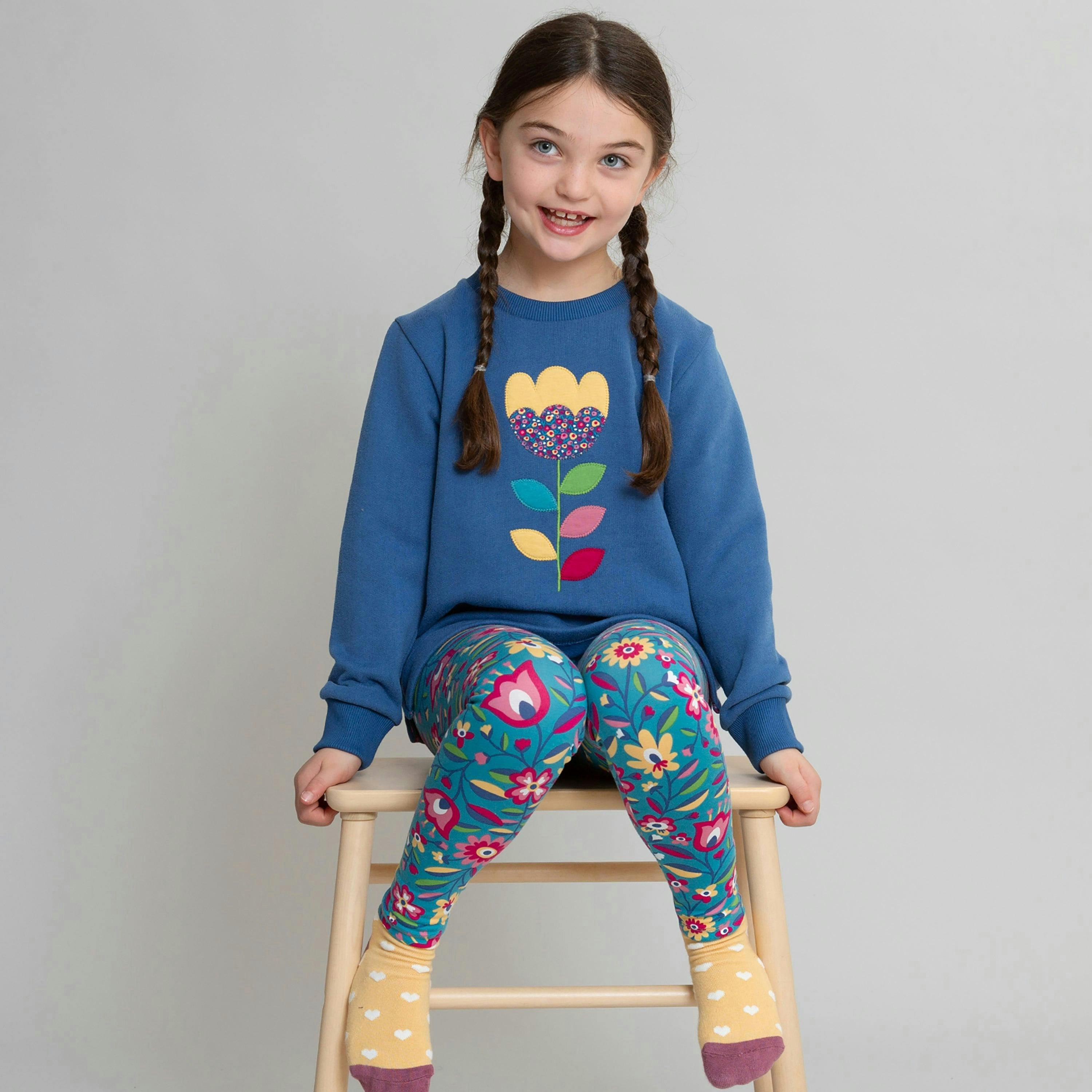 Kids Organic Folksy Bloom Sweatshirt , view 3 of 5